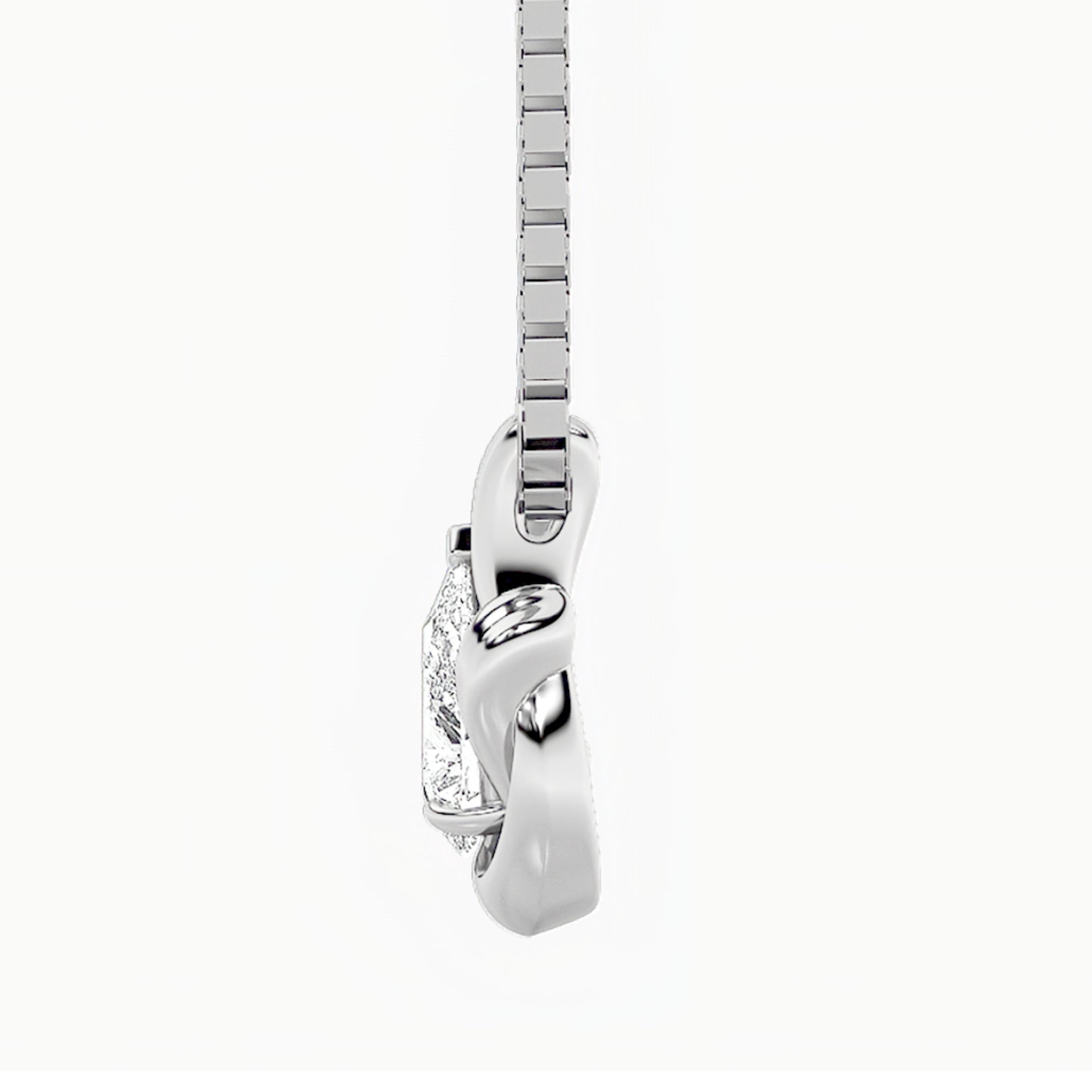 2.0ct Pear Shaped Lab Grown Diamond (F/VS) Knot Pendant in 14K White Gold