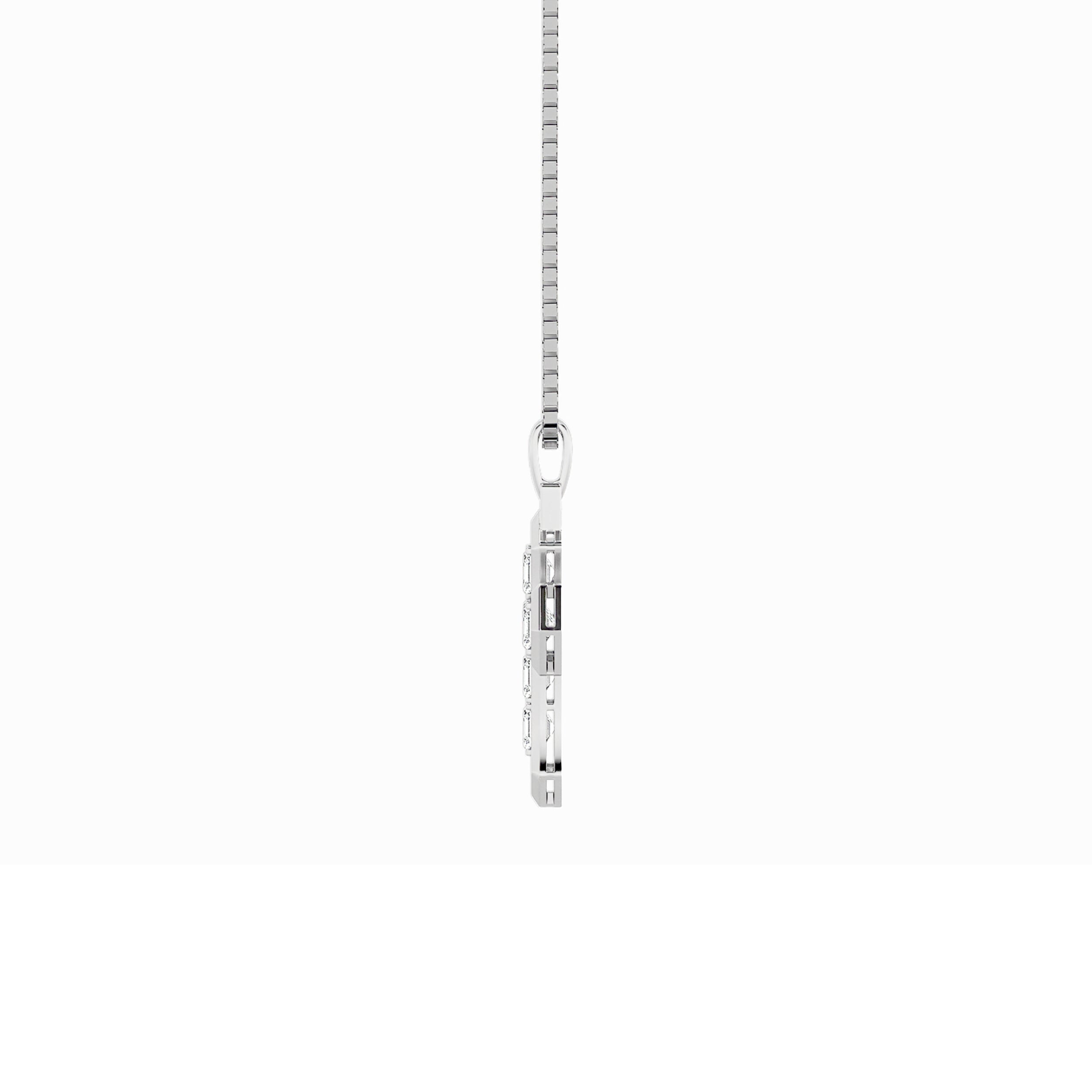 6.0ct Asscher Shaped Lab Grown Diamond (F/VS) Cross Pendant in 14K White Gold