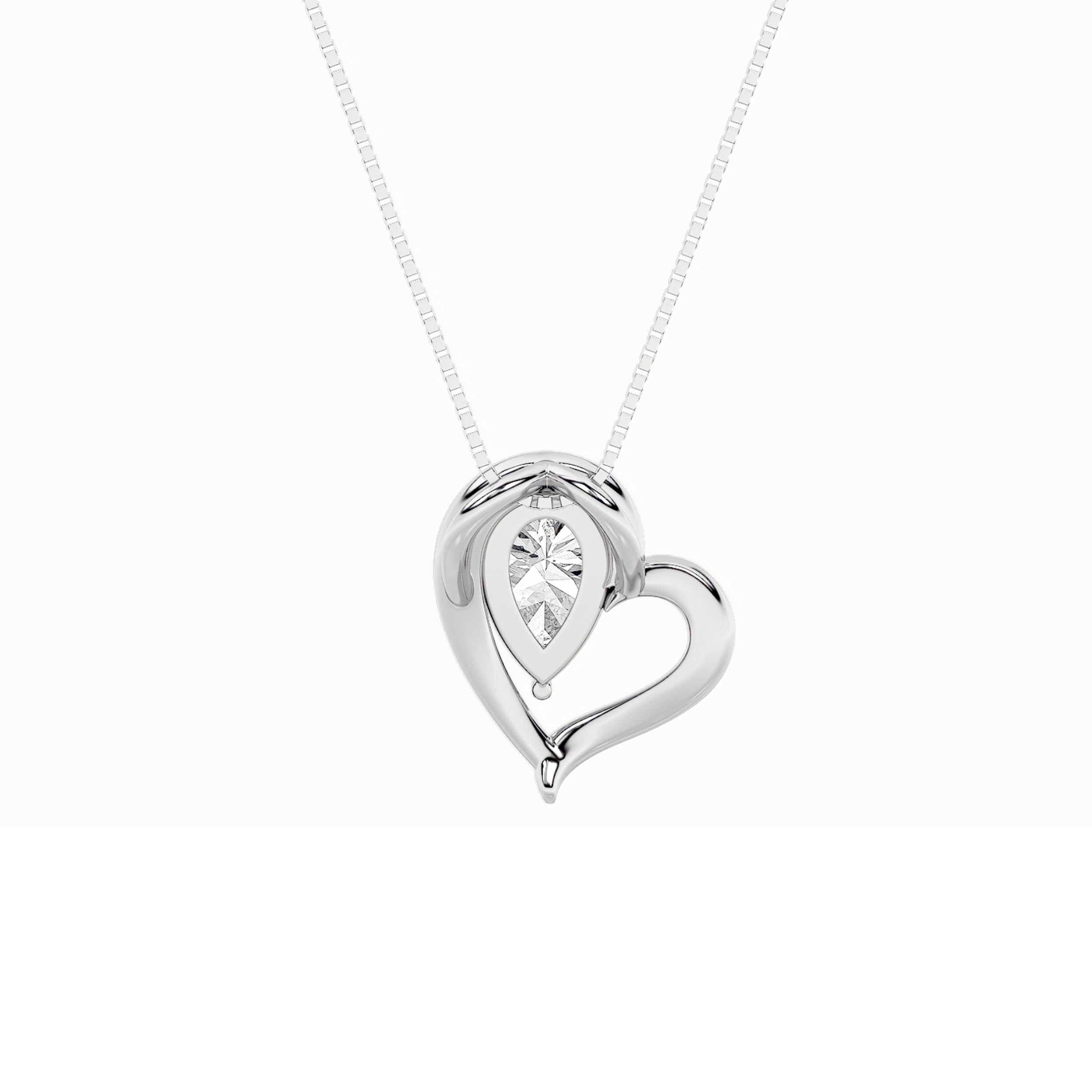0.5ct Pear Shaped Lab Grown Diamond (F/VS) Heart Pendant in 14K White Gold
