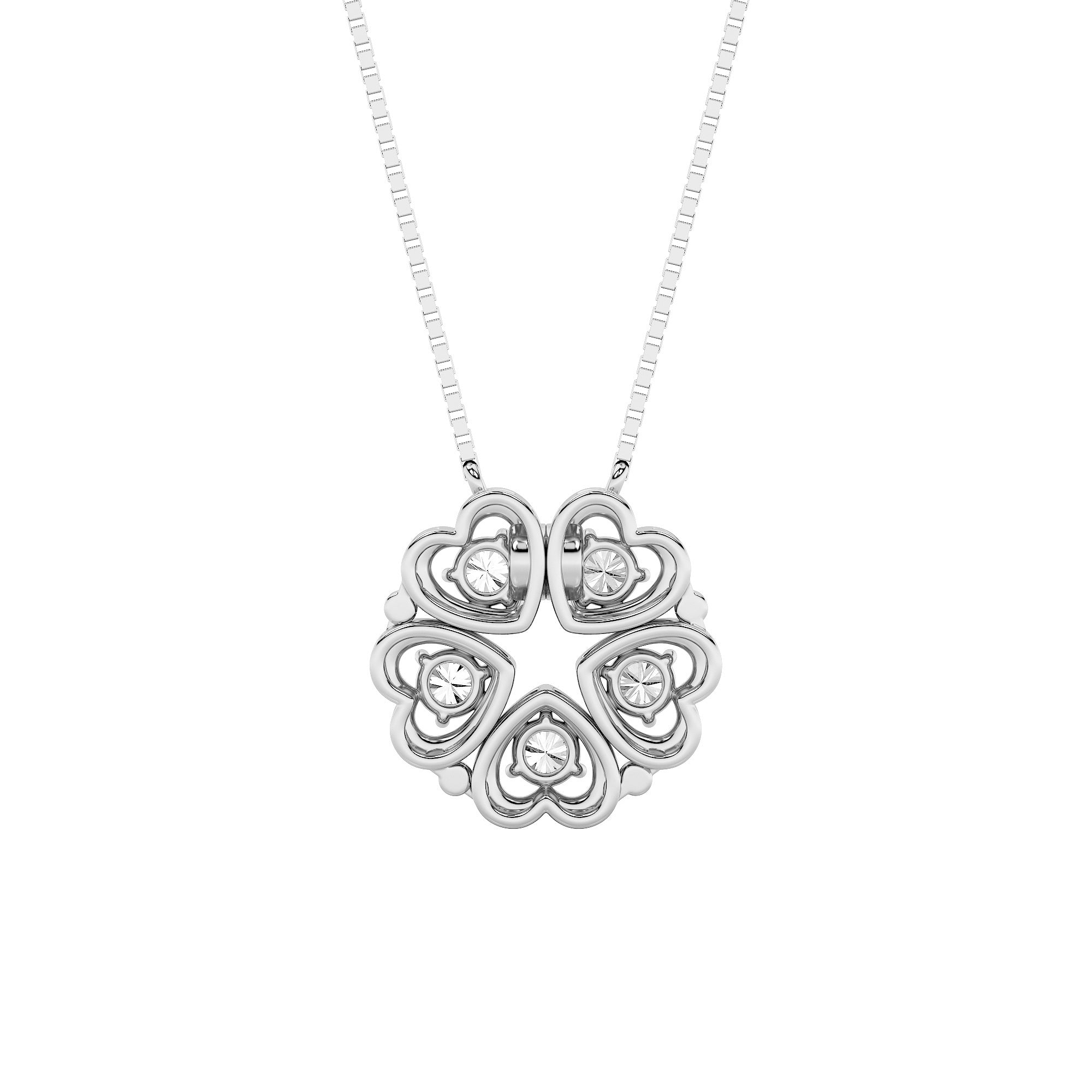 1.0ct Round Shaped Lab Grown Diamond (F/VS) Heart Shaped Necklace in 14K White Gold