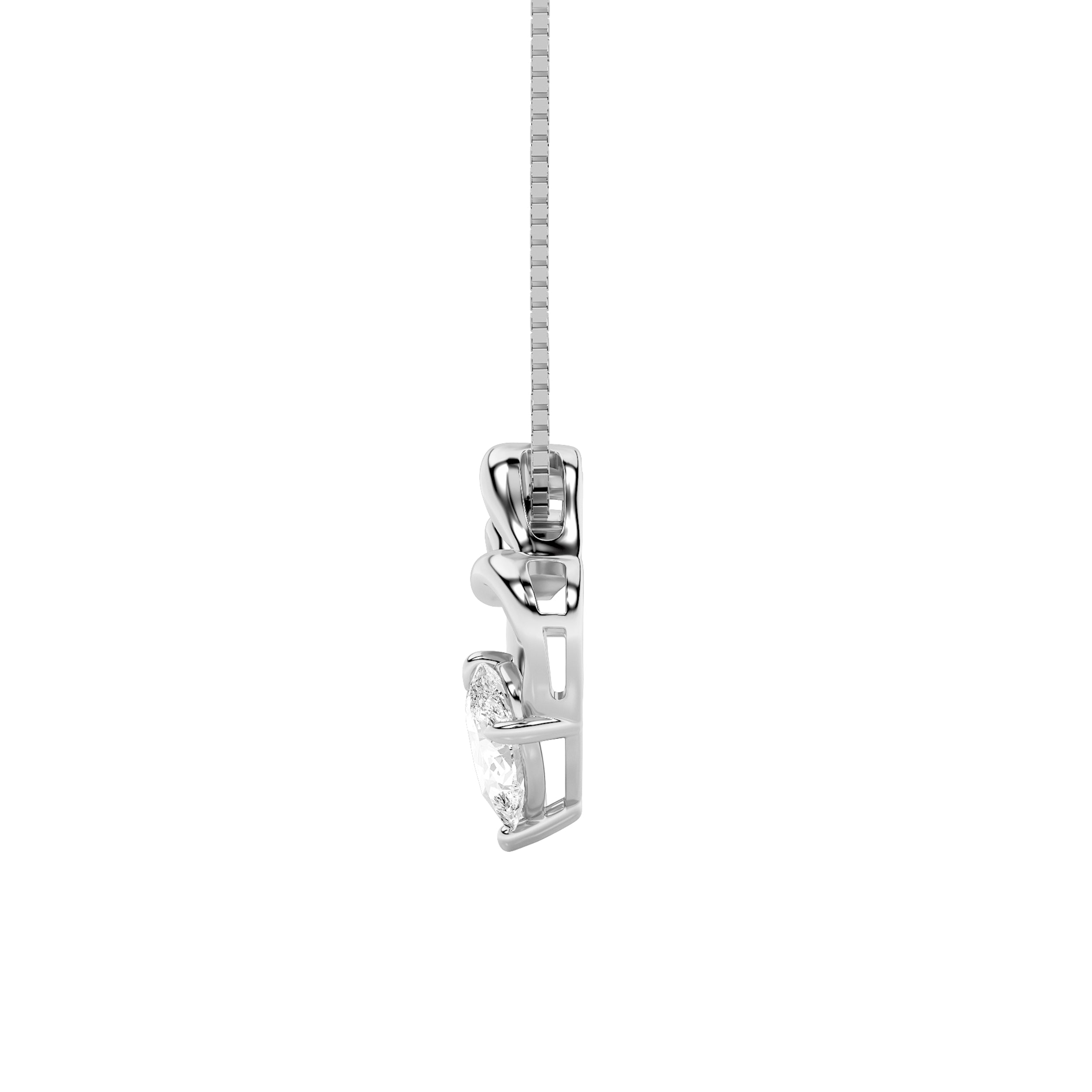 3.0ct Pear Shaped Lab Grown Diamond (F/VS) Mother& Child Heart Shaped Pendant in 14K White Gold