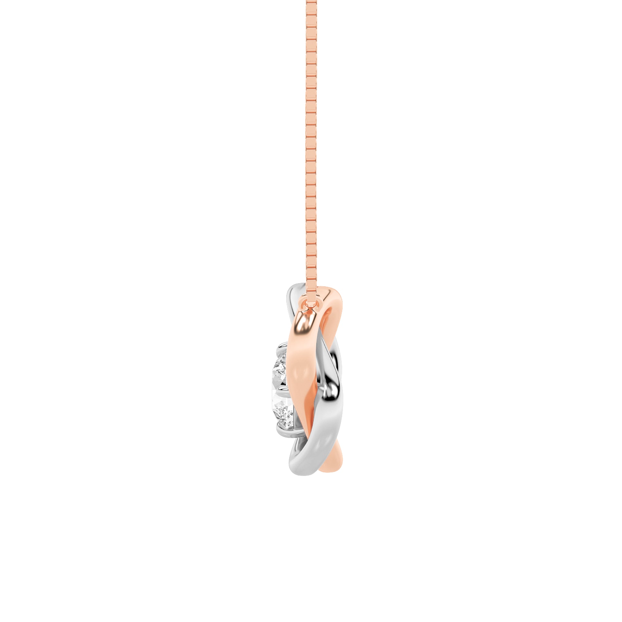 1.0ct Round Shaped Lab Grown Diamond (F/VS) Necklace in 14K White Gold & Rose Gold