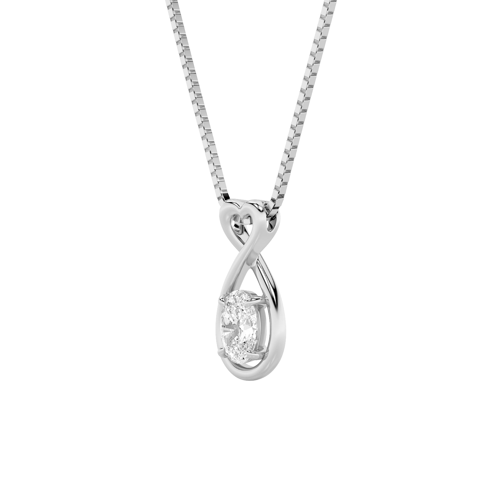 1.0ct Oval Shaped Lab Grown Diamond (F/VS) Fancy Solitaire Pendant in 14K White Gold