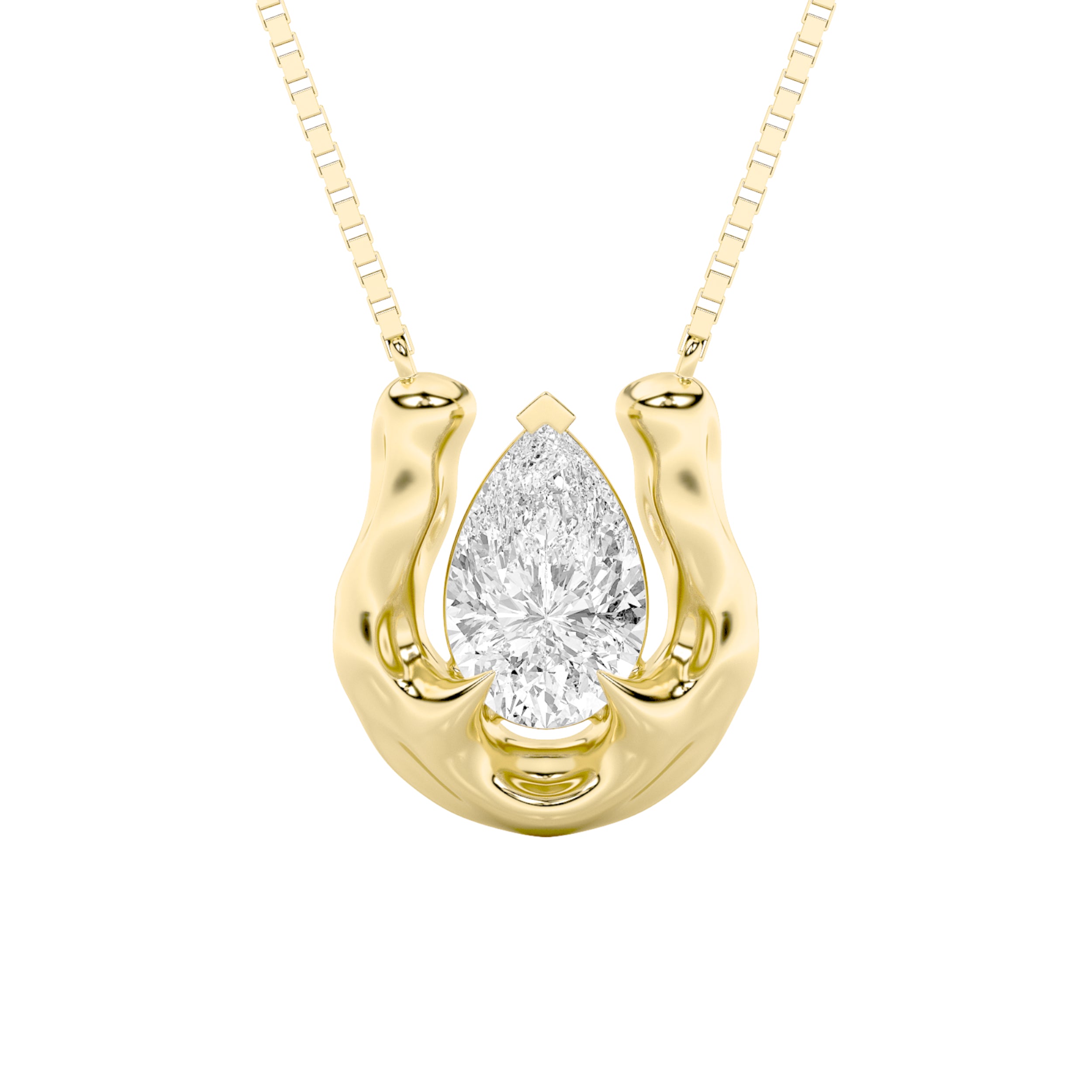 1.0ct Pear Shaped Lab Grown Diamond (F/VS) Necklace in 14K Yellow Gold