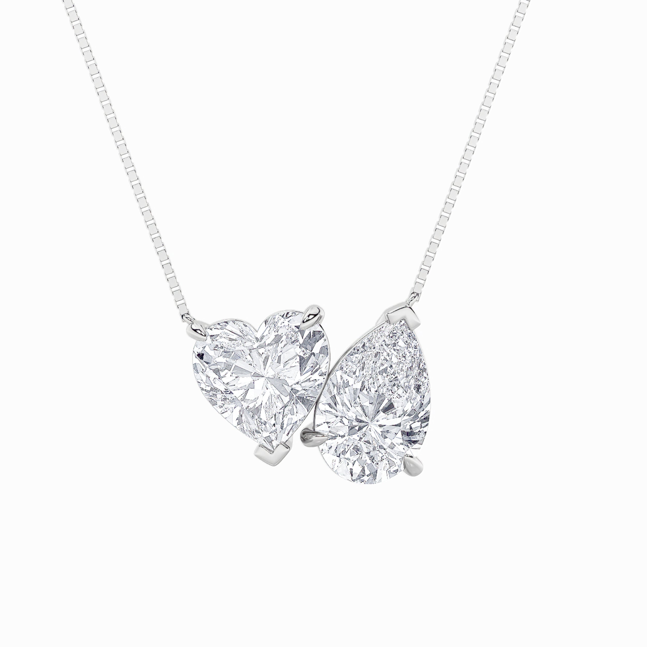 2.0ct Pear Shaped Lab Grown Diamond (F/VS) Heart Shaped Necklace in 14K White Gold