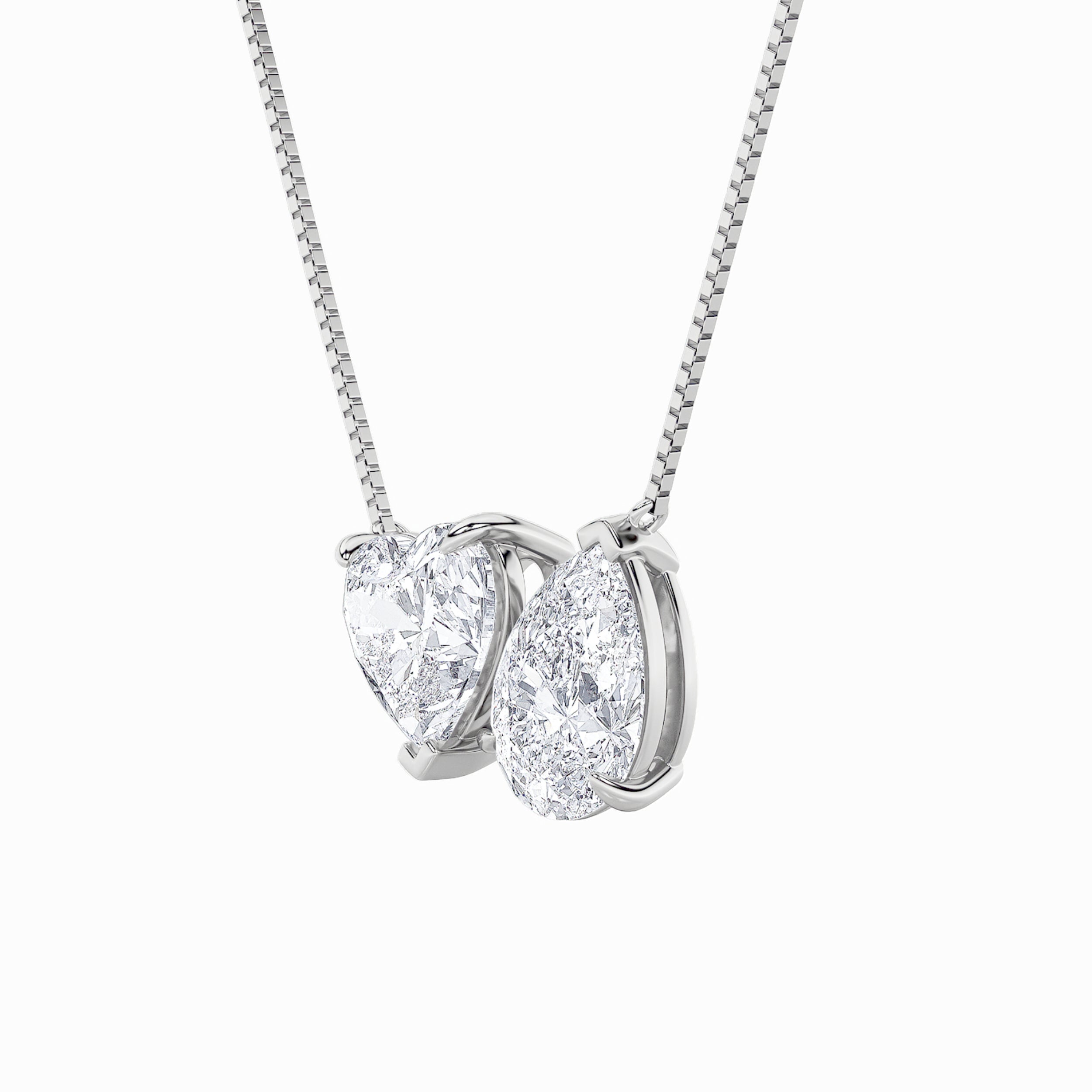 2.0ct Pear Shaped Lab Grown Diamond (F/VS) Heart Shaped Necklace in 14K White Gold