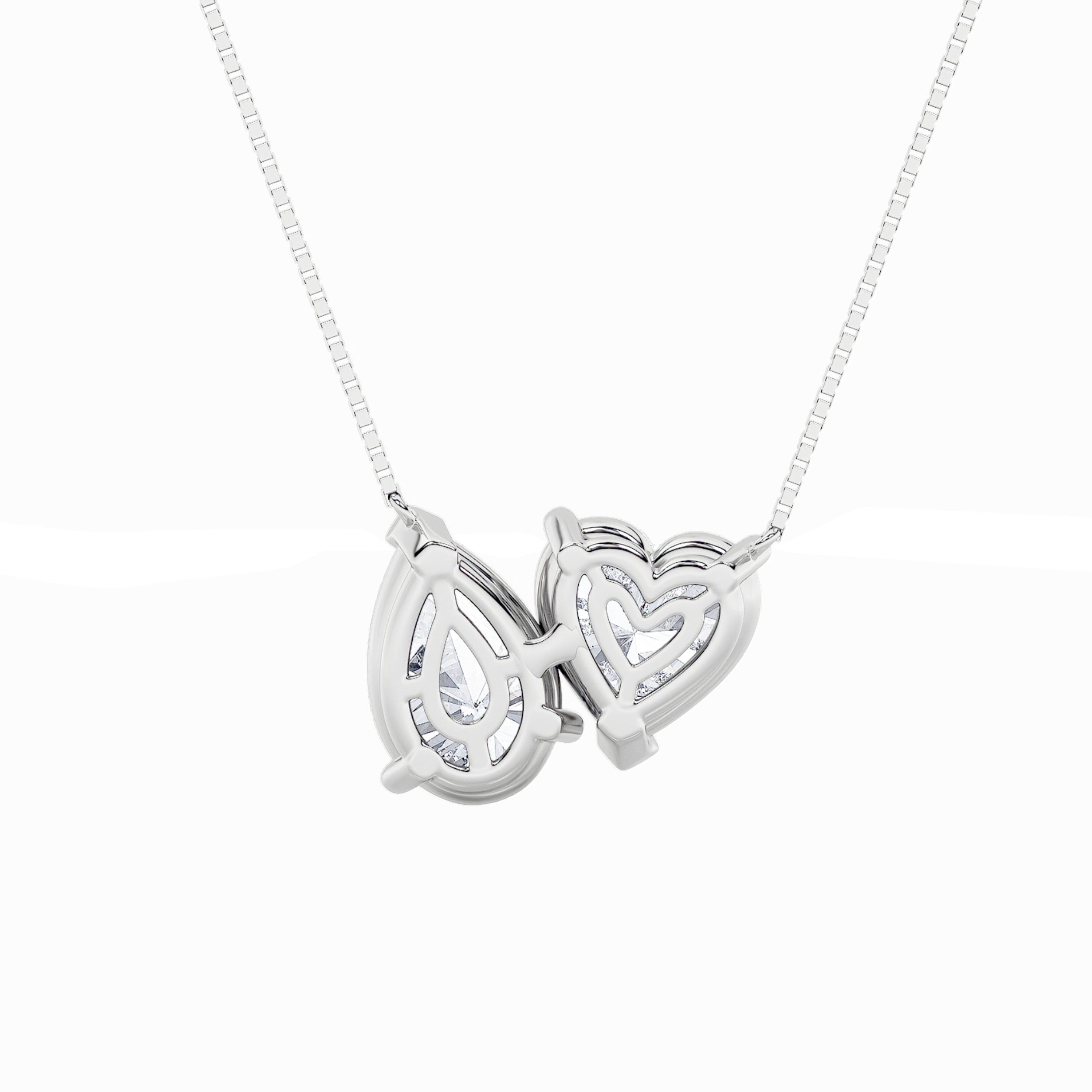 2.0ct Pear Shaped Lab Grown Diamond (F/VS) Heart Shaped Necklace in 14K White Gold