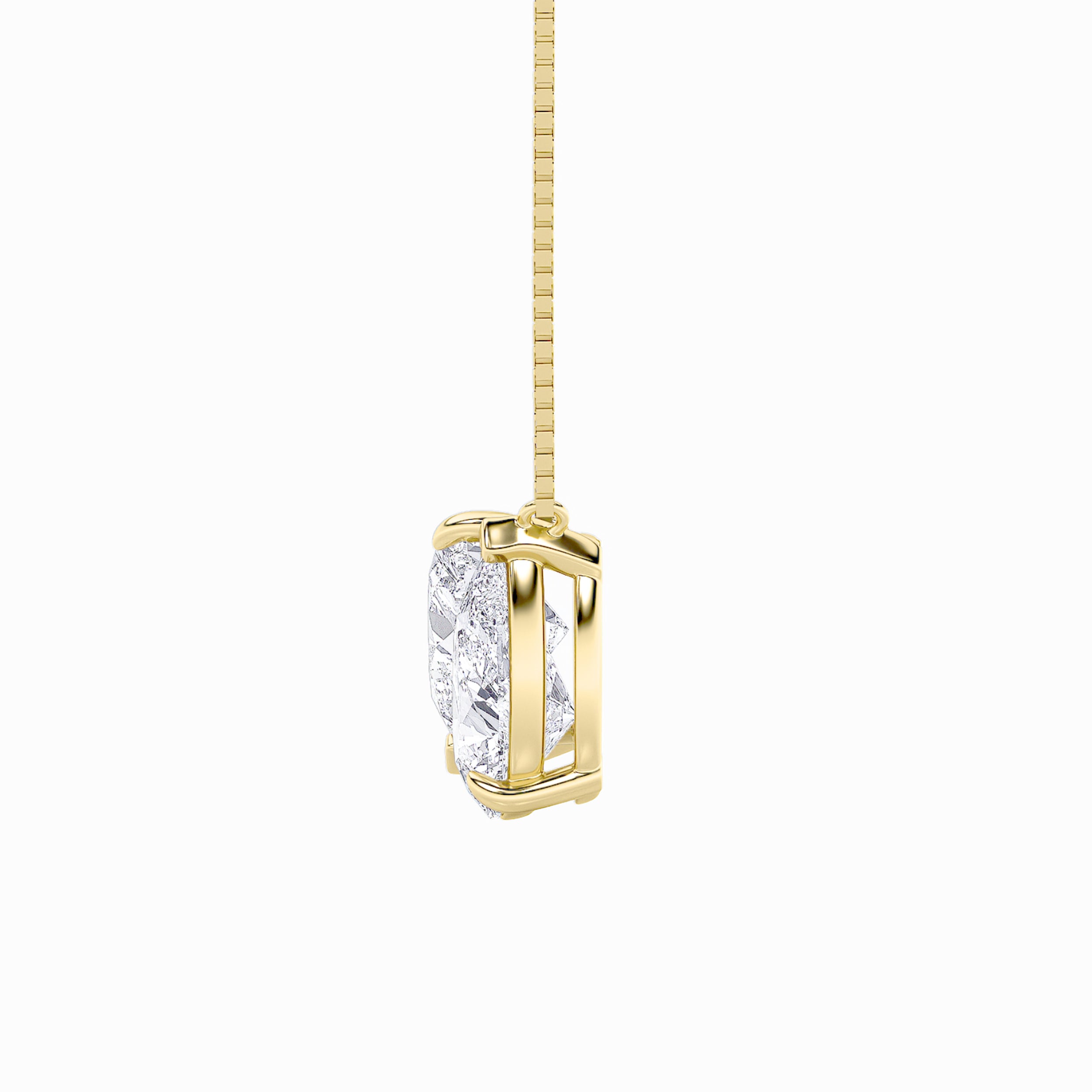2.0ct Pear Shaped Lab Grown Diamond (F/VS) Heart Shaped Necklace in 14K Yellow Gold