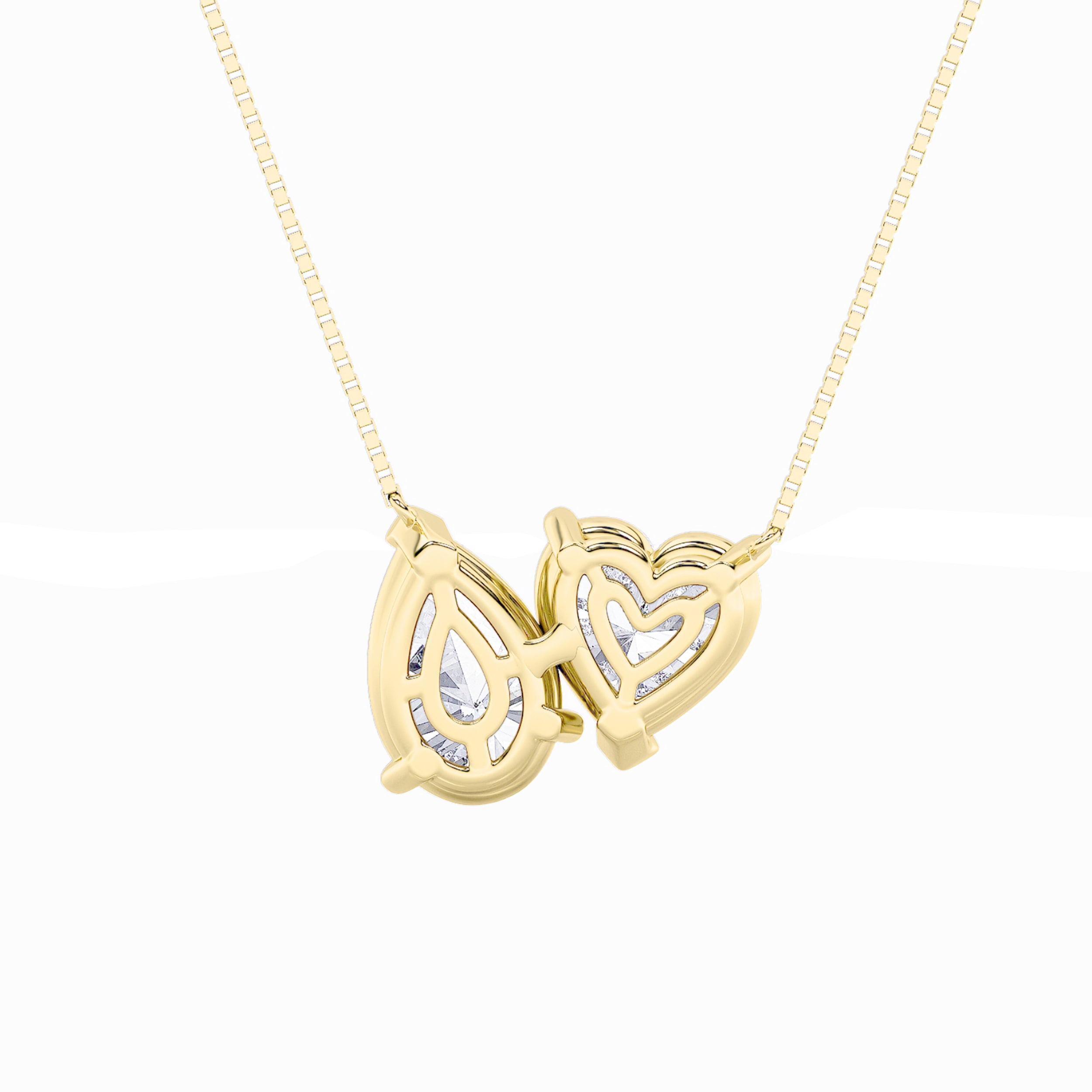 2.0ct Pear Shaped Lab Grown Diamond (F/VS) Heart Shaped Necklace in 14K Yellow Gold