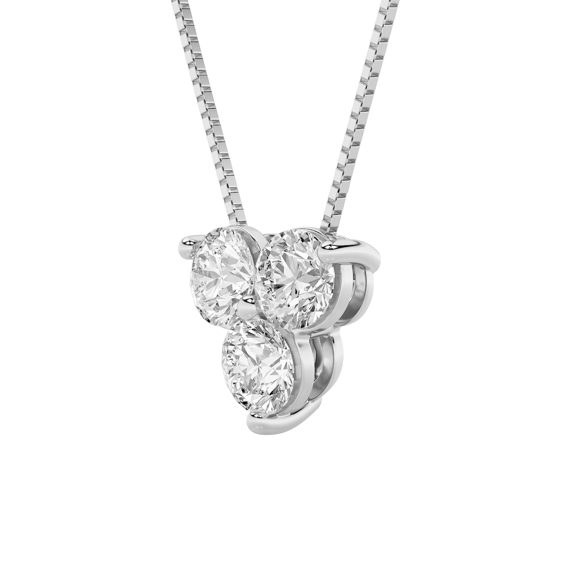 1.0ct Round Shaped Lab Grown Diamond (F/VS) Three Stone Pendant in 14K White Gold