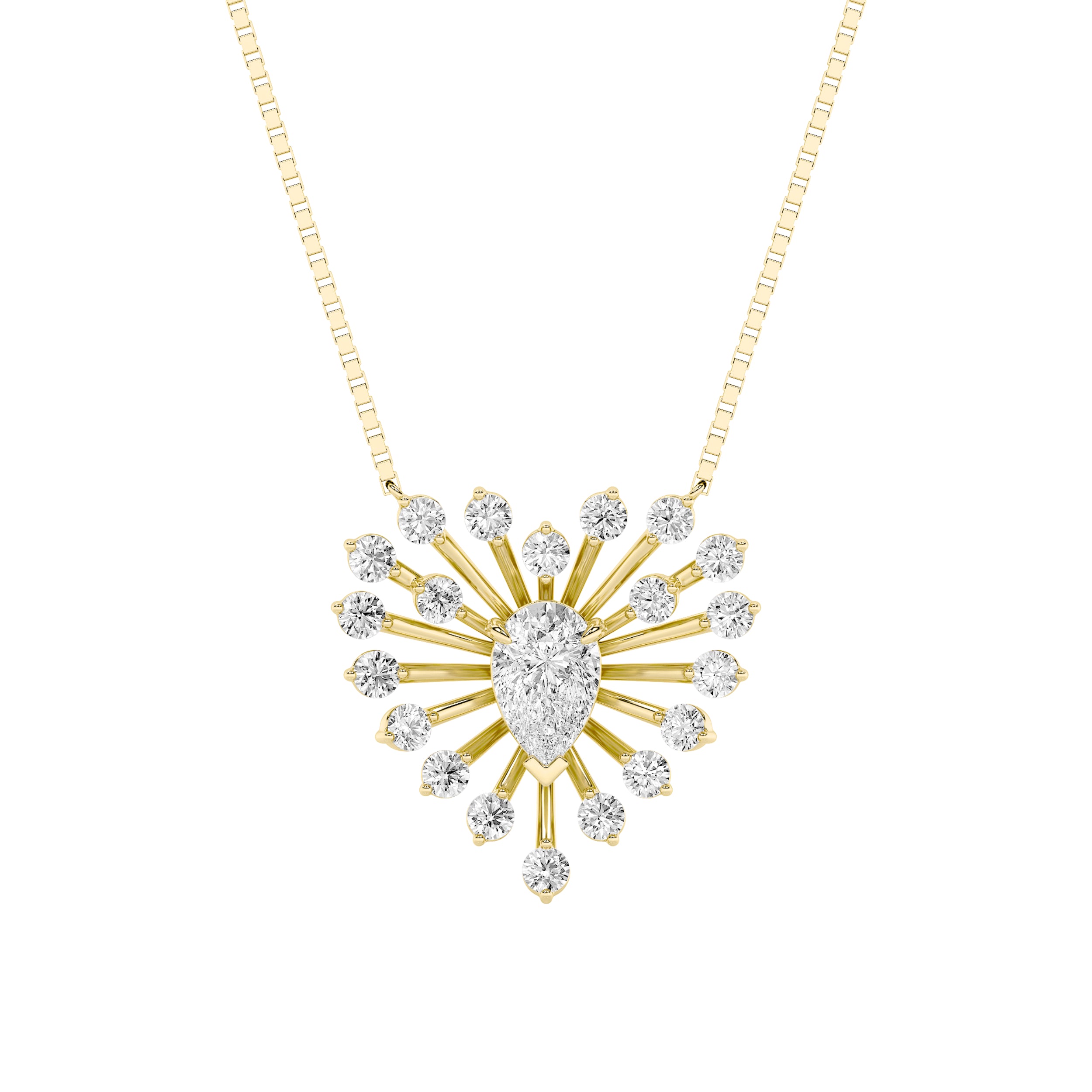 1.5ct Pear Shaped Lab Grown Diamond (F/VS) Astralis Necklace in 14K Yellow Gold