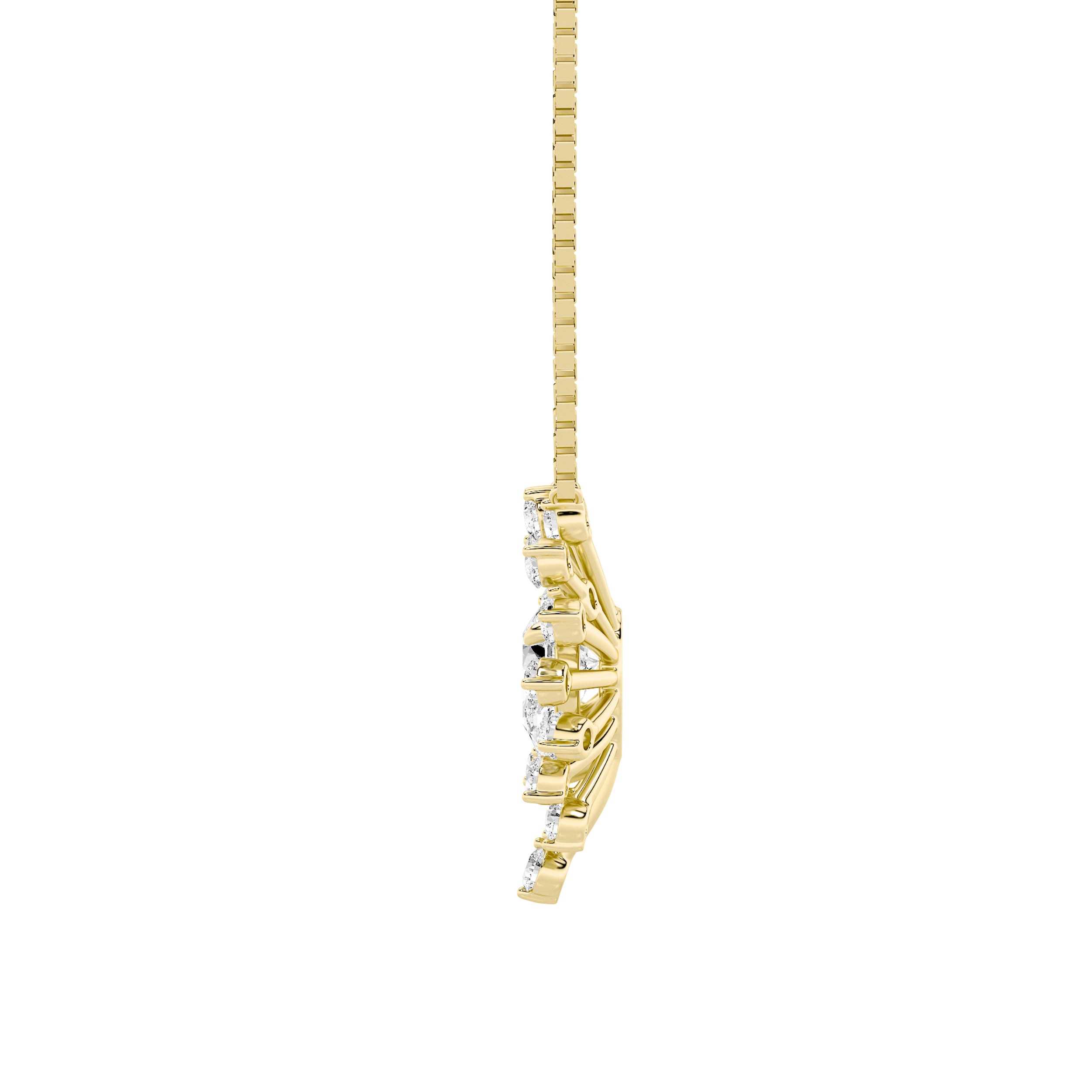1.5ct Pear Shaped Lab Grown Diamond (F/VS) Astralis Necklace in 14K Yellow Gold