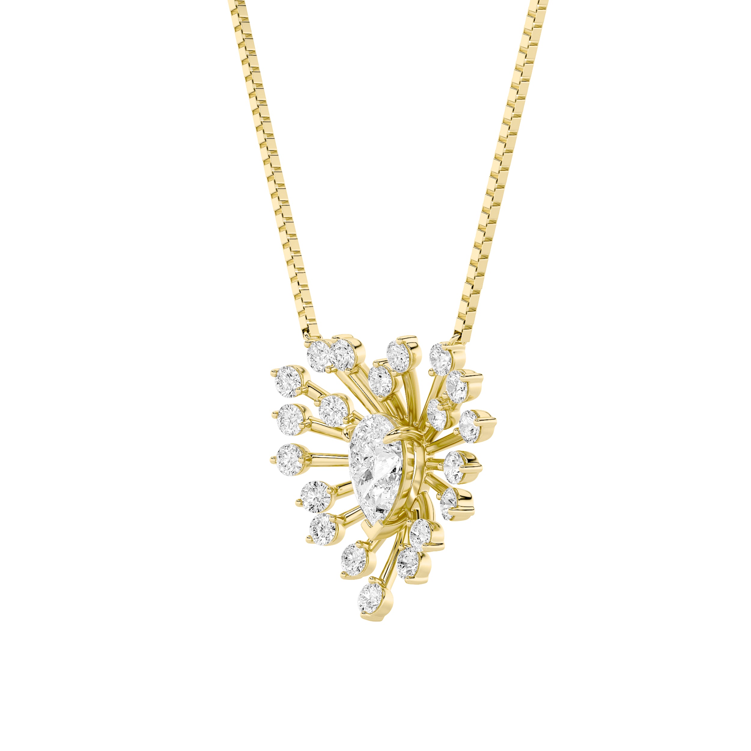 1.5ct Pear Shaped Lab Grown Diamond (F/VS) Astralis Necklace in 14K Yellow Gold