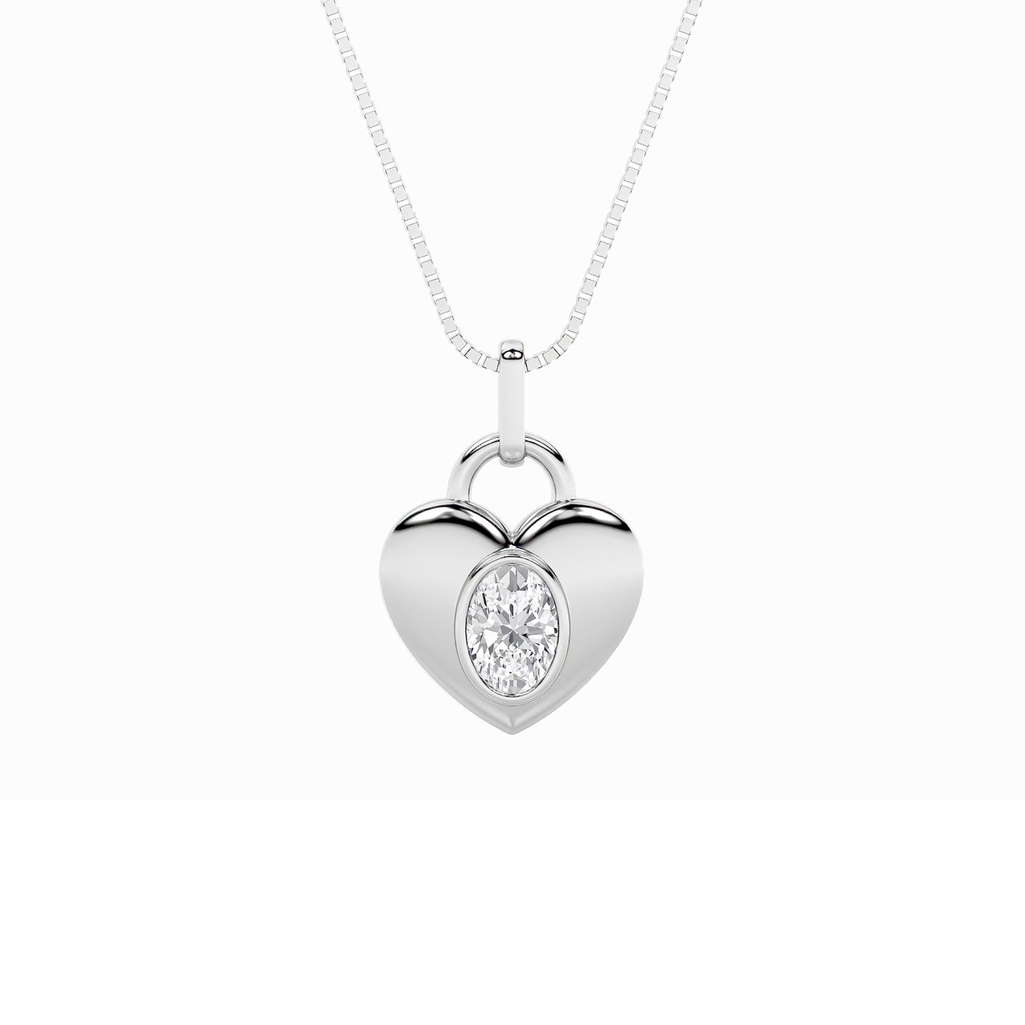 1.0ct Oval Shaped Lab Grown Diamond (F/VS) Heart Pendant in 14K White Gold