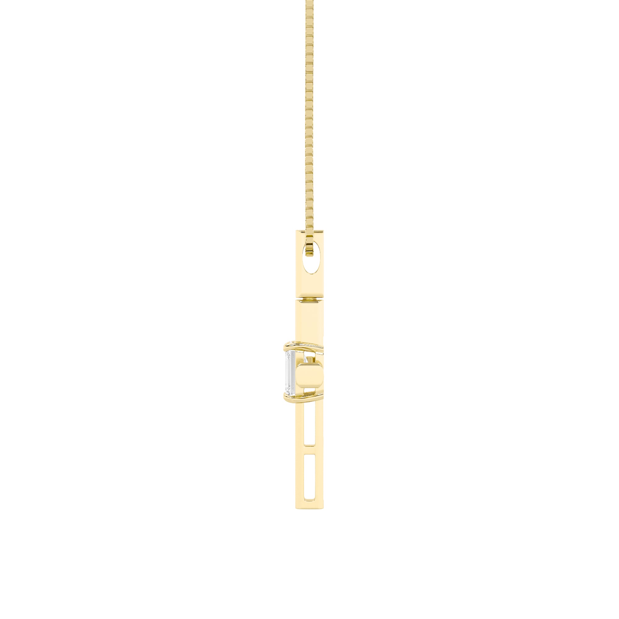 0.5ct Emerald Shaped Lab Grown Diamond (F/VS) Cross Pendant in 14K Yellow Gold