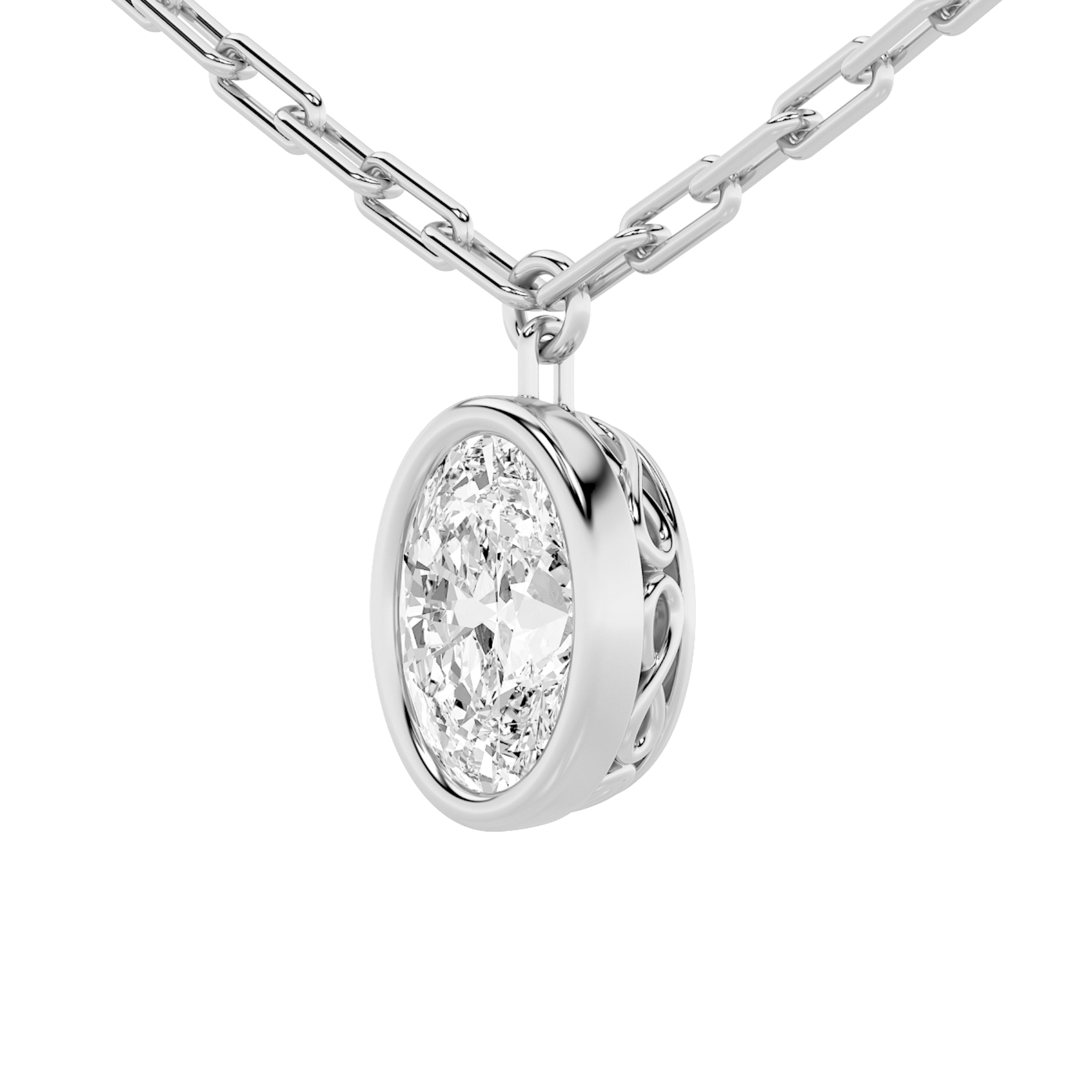 2.0ct Oval Shaped Lab Grown Diamond (F/VS) Strata Chic Collection Necklace in 14K White Gold