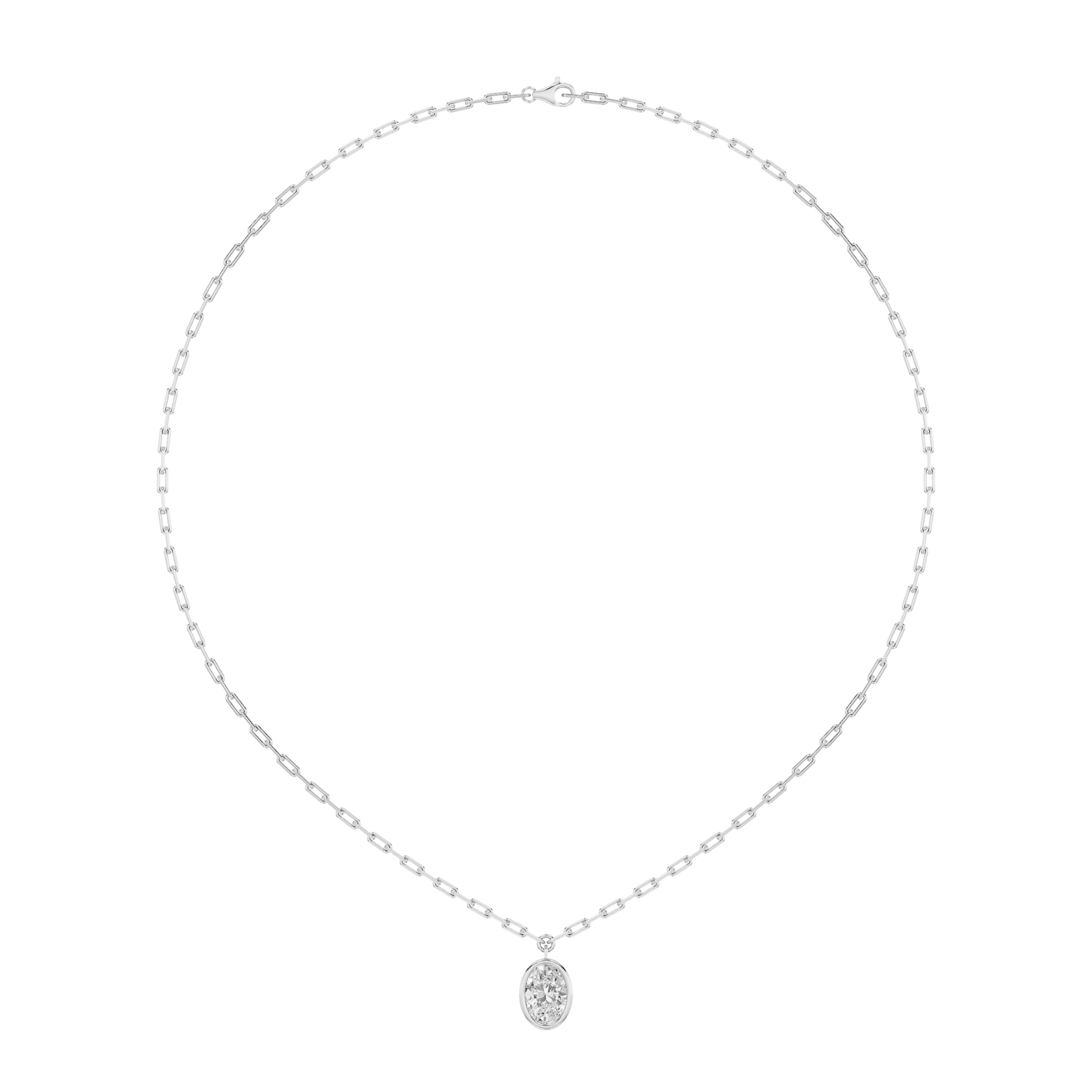 2.0ct Oval Shaped Lab Grown Diamond (F/VS) Strata Chic Collection Necklace in 14K White Gold