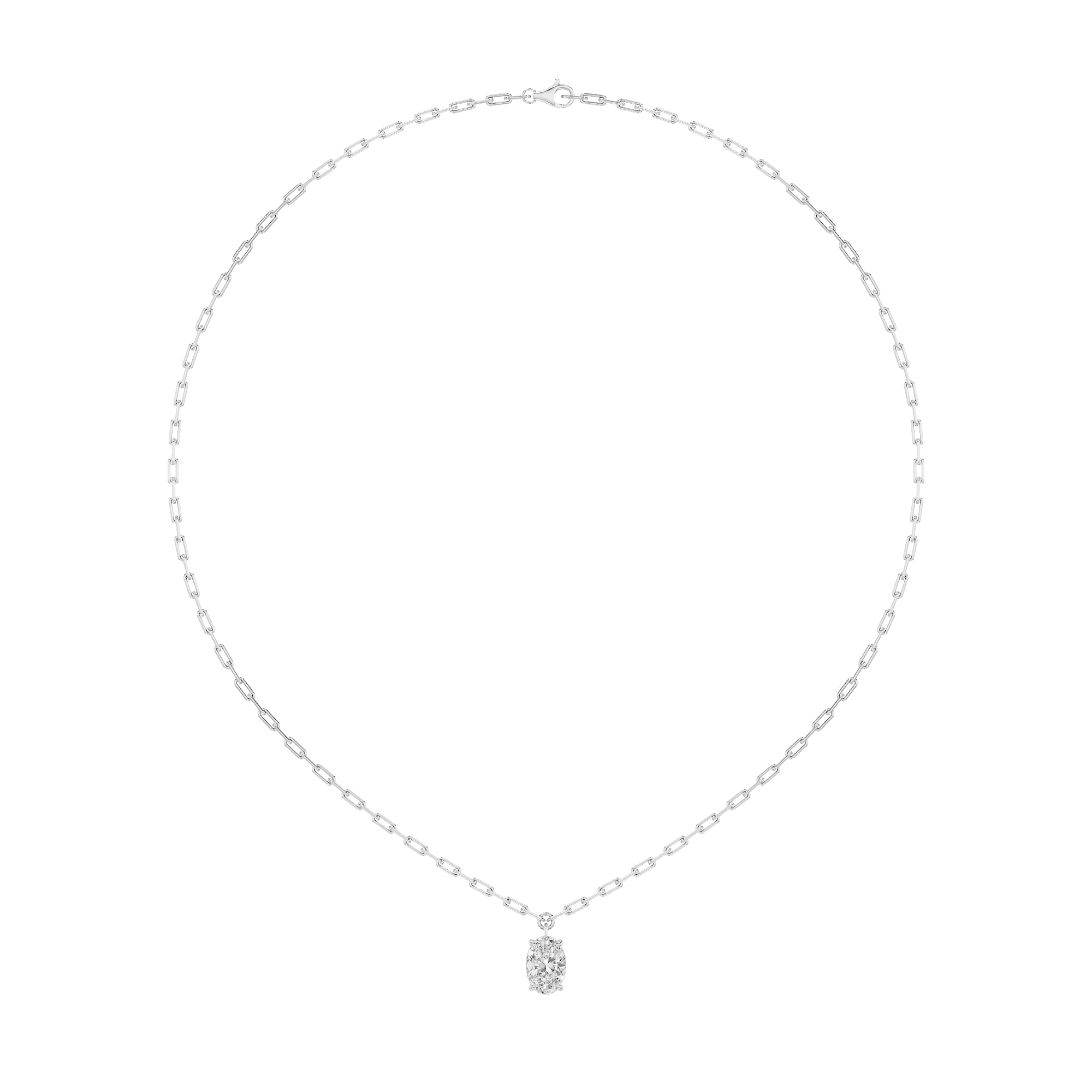 2.0ct Oval Shaped Lab Grown Diamond (F/VS) Strata Chic Collection Necklace in 14K White Gold