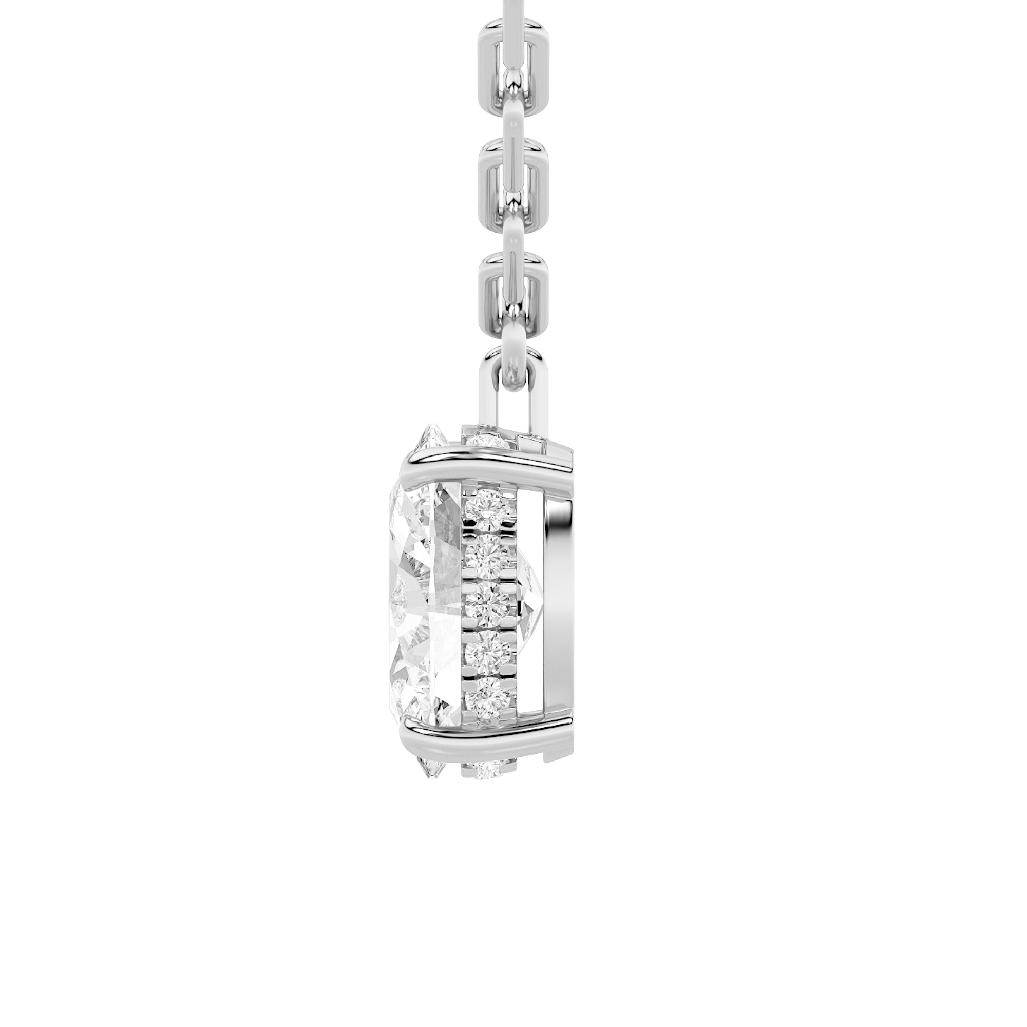 2.0ct Oval Shaped Lab Grown Diamond (F/VS) Strata Chic Collection Necklace in 14K White Gold