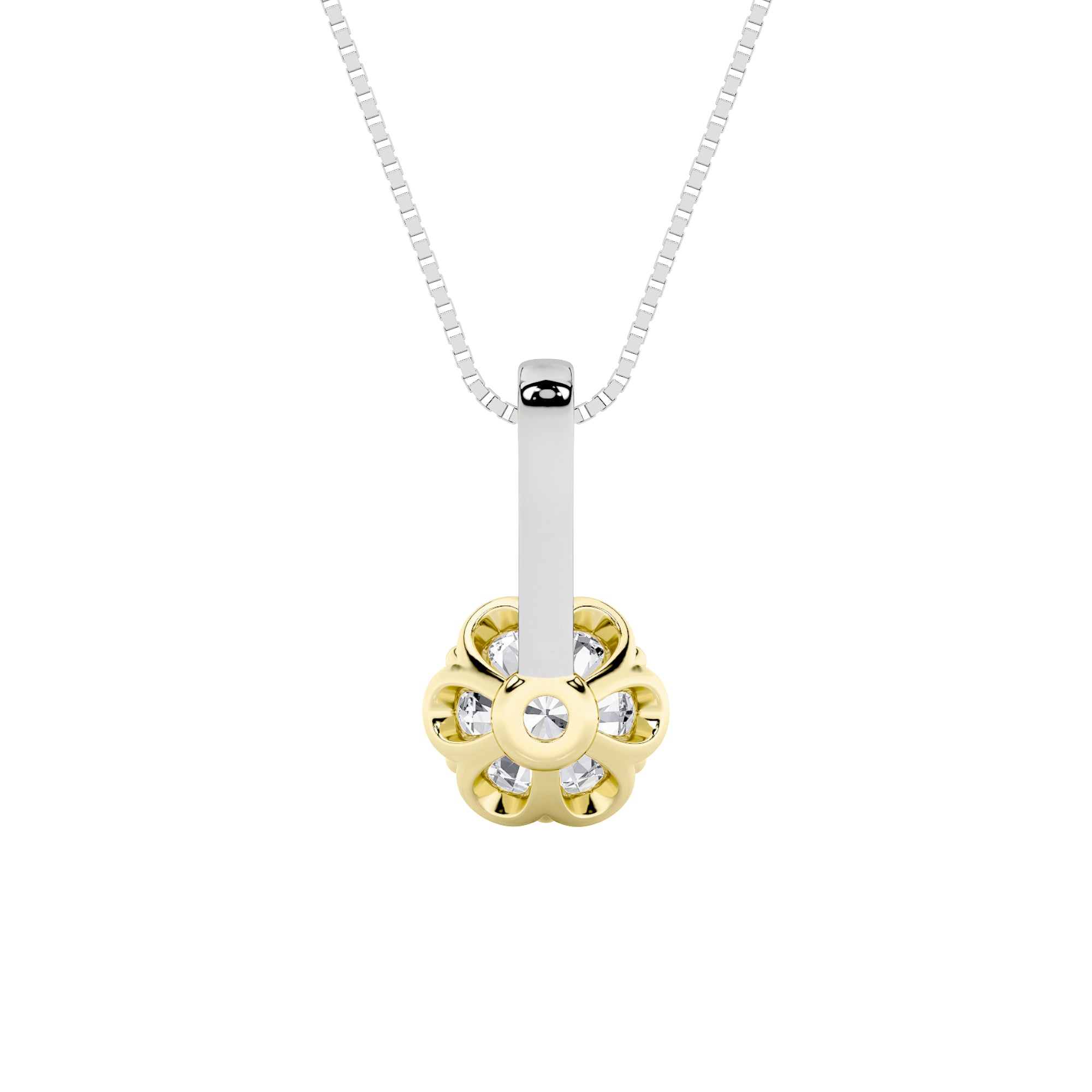 1.5ct Round Shaped Lab Grown Diamond (F/VS) Two Tone Pendant in 14K White Gold & Yellow Gold