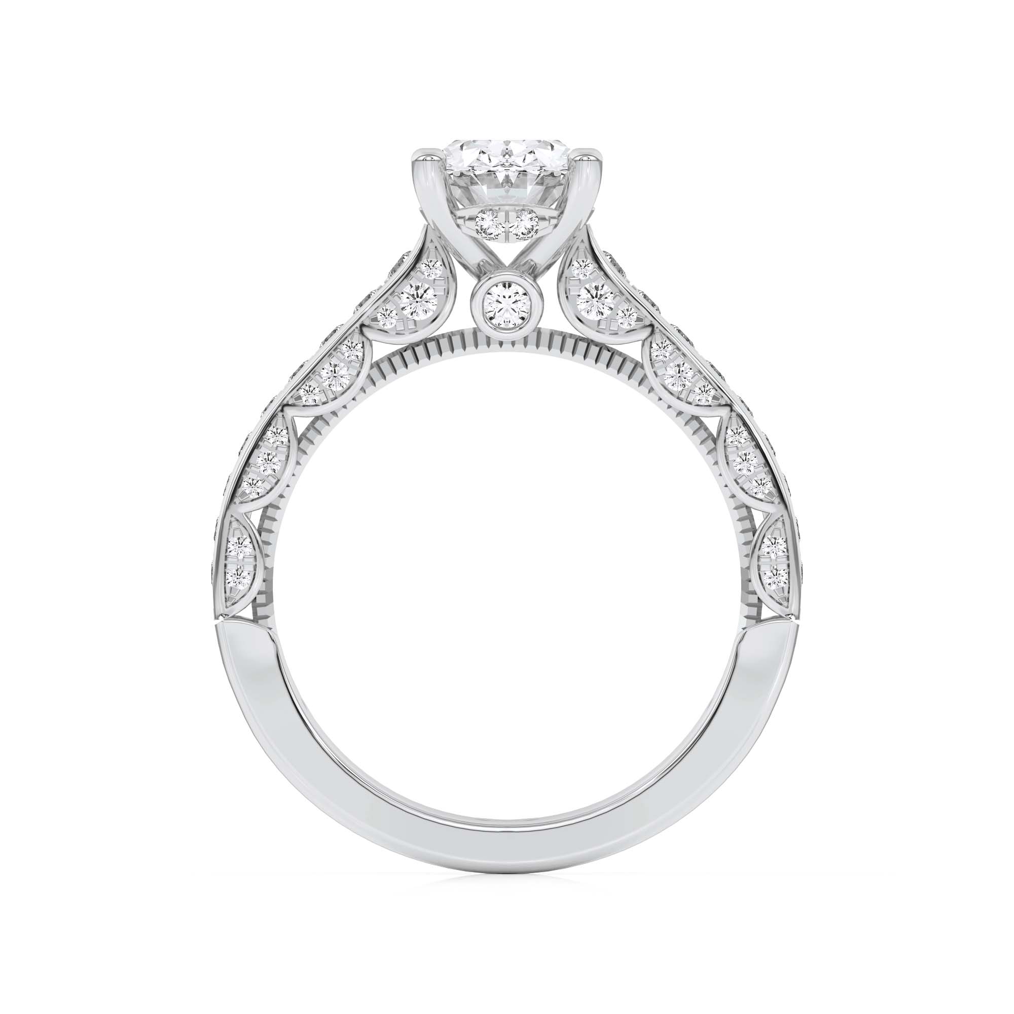 2Cttw Oval Shaped Lab Grown Diamond (F/VS) Accented Engagement Ring in 14K Gold