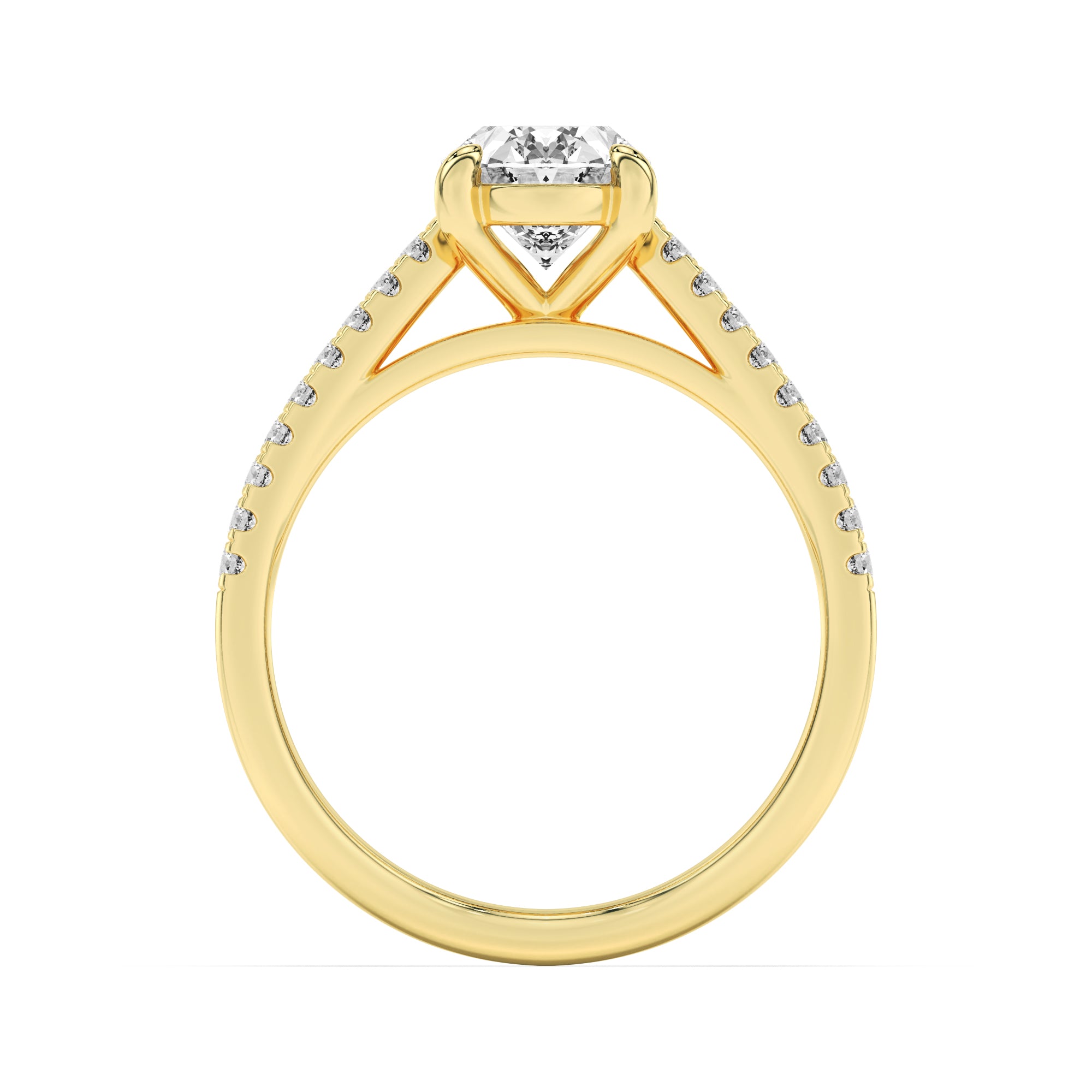 2Cttw Oval Shaped Lab Grown Diamond (F/VS) Cross Shank Accented Engagement Ring in 14K Gold