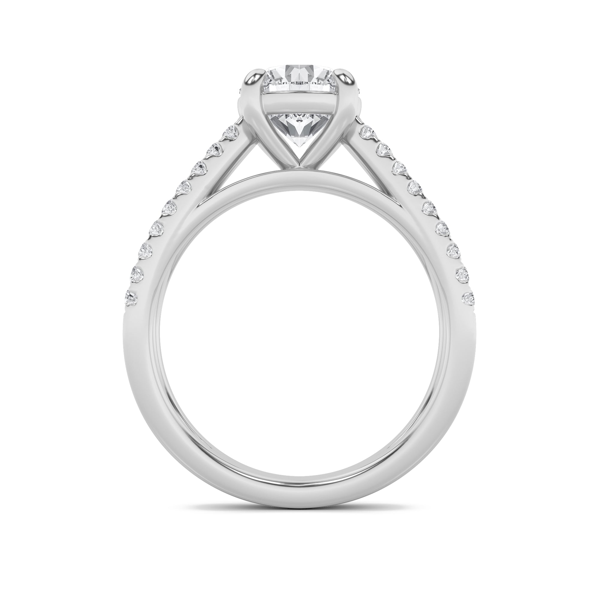 2Cttw Round Shaped Lab Grown Diamond (F/VVS) CrossShank Accented Engagement Ring in 14K Gold