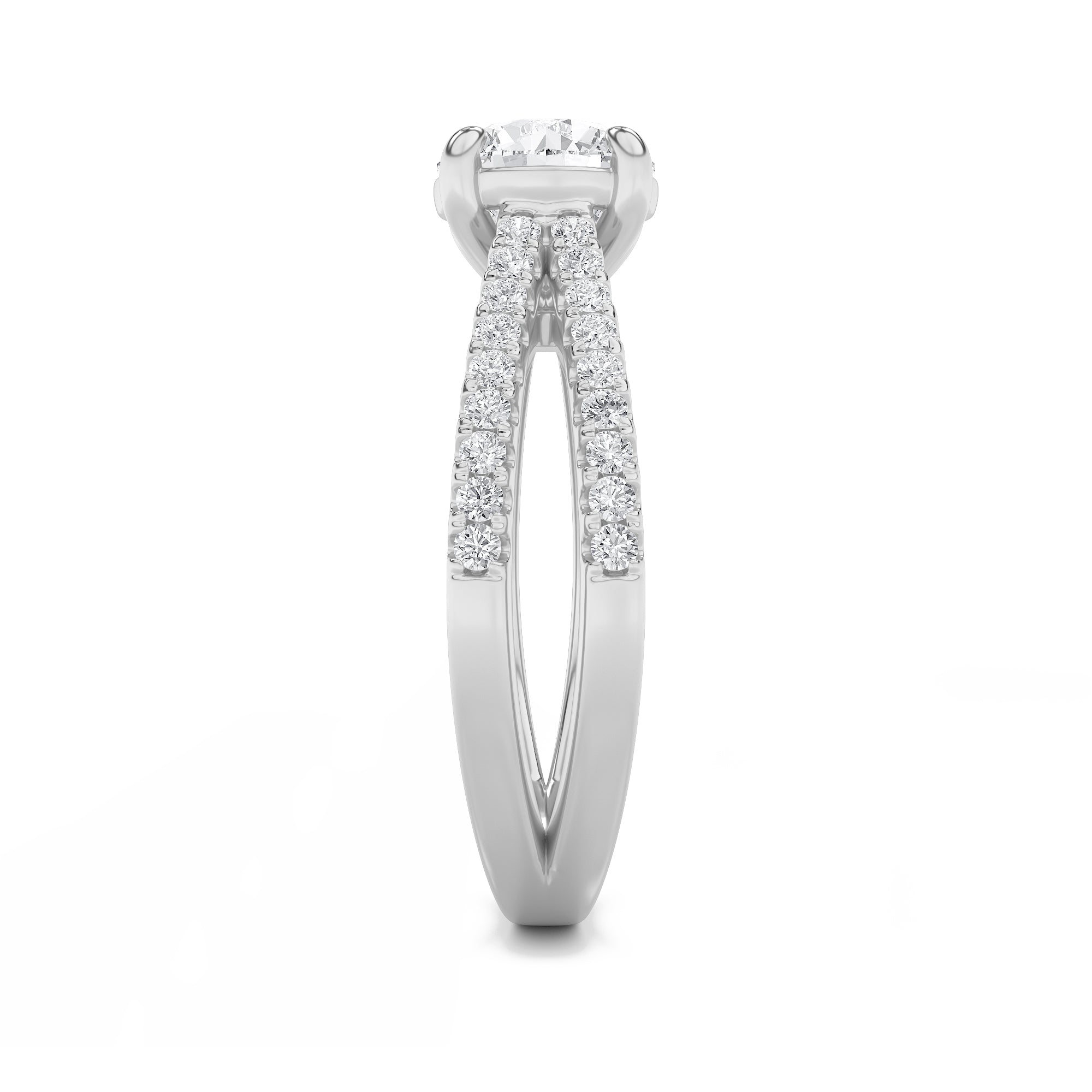 2Cttw Round Shaped Lab Grown Diamond (F/VVS) CrossShank Accented Engagement Ring in 14K Gold