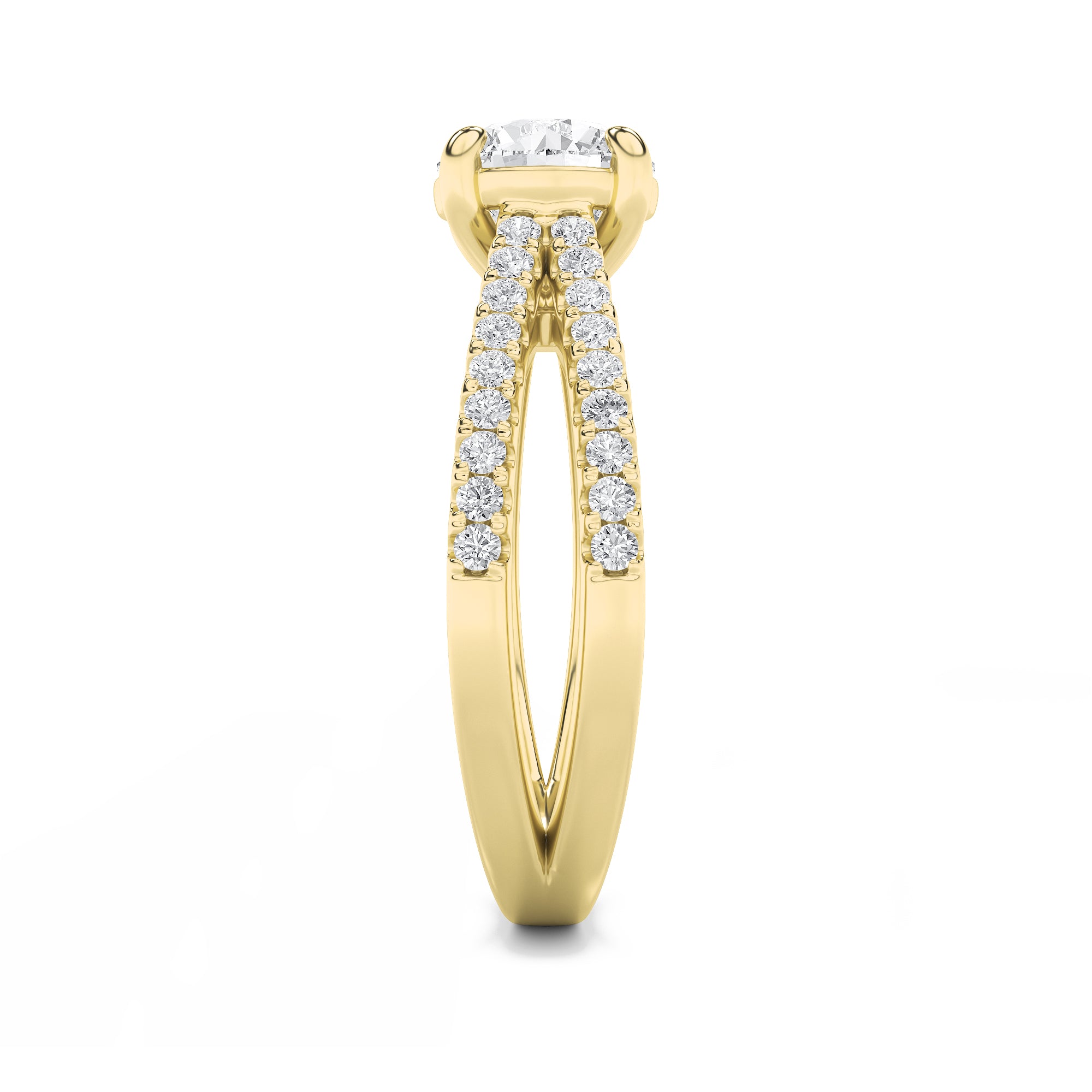 2Cttw Round Shaped Lab Grown Diamond (F/VS) CrossShank Accented Engagement Ring in 14K Gold