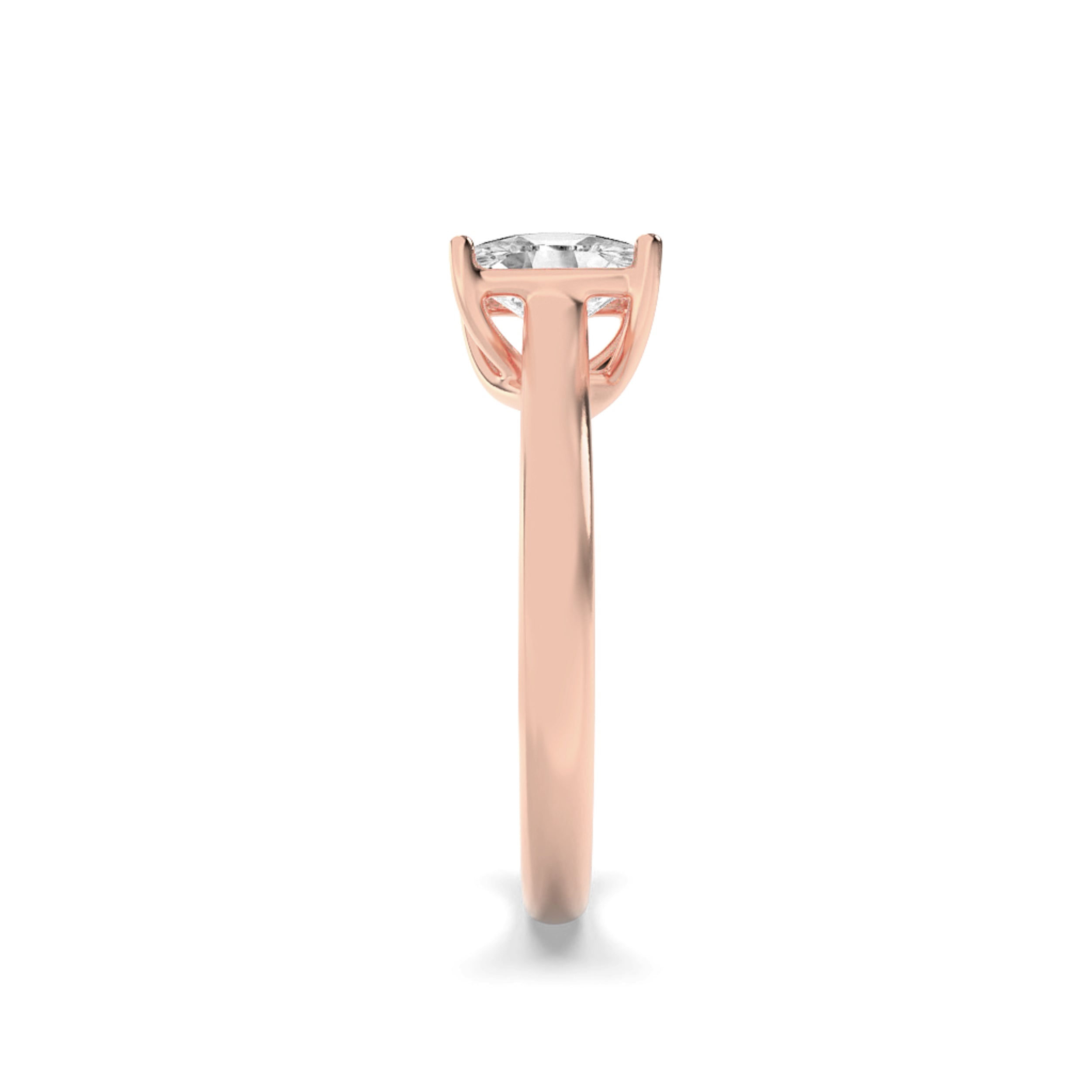 1Cttw Elongated Cushion Shaped Lab Grown Diamond (F/VS) Plain Cathedral Trellis Shank Solitaire Engagement Ring in 14K Gold