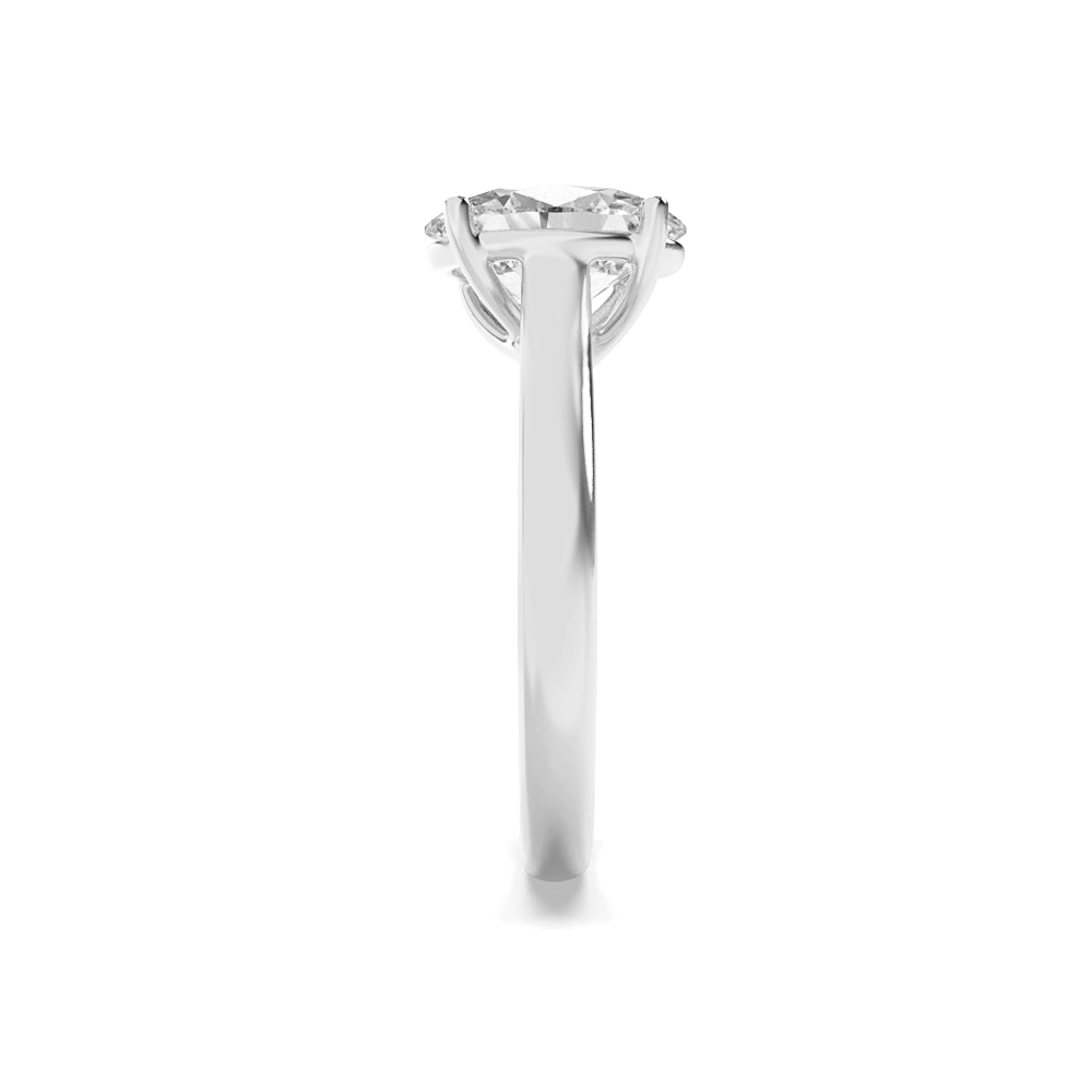 1.5Cttw Oval Shaped Lab Grown Diamond (F/VS) PlainCathedral Trellis Shank Solitaire Engagement Ringin 14K Gold