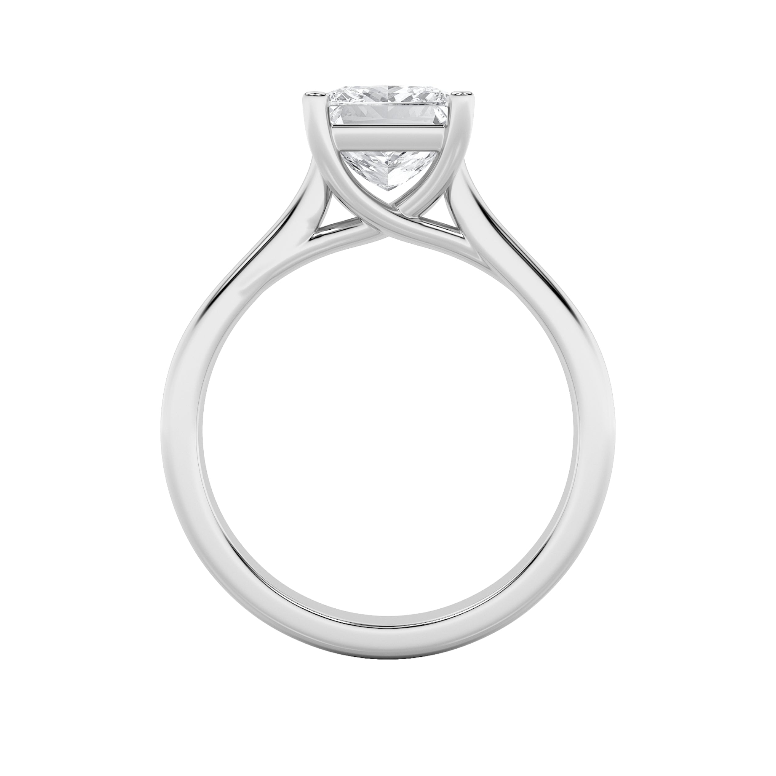 2Cttw Princess Shaped Lab Grown Diamond (F/VS) Plain Cathedral Trellis Shank Solitaire Engagement Ring in 14K Gold