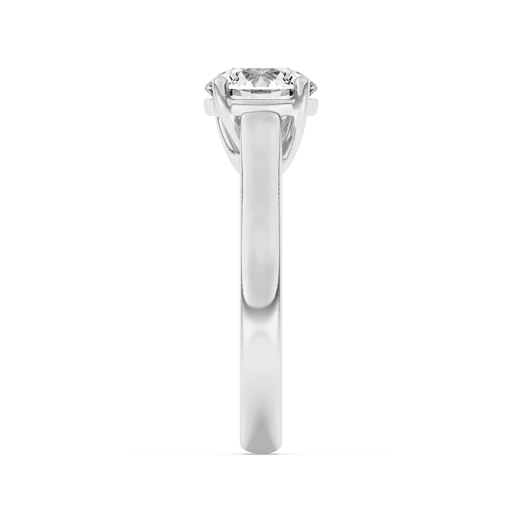 1Cttw Round Shaped Lab Grown Diamond (F/VVS) PlainCathedral Trellis Shank Solitaire Engagement Ringin 14K Gold