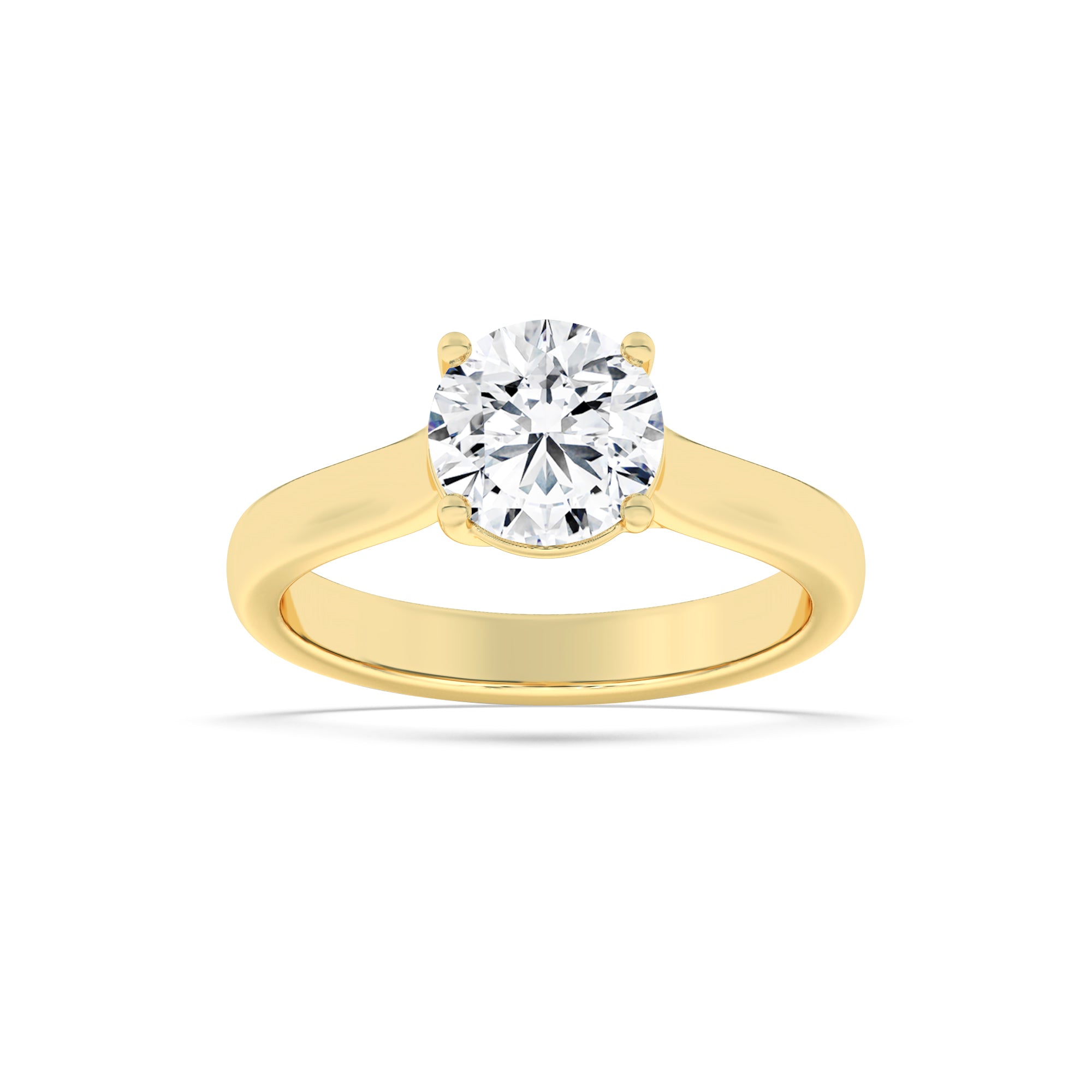 1Cttw Round Shaped Lab Grown Diamond (F/VS) PlainCathedral Trellis Shank Solitaire Engagement Ringin 14K Gold