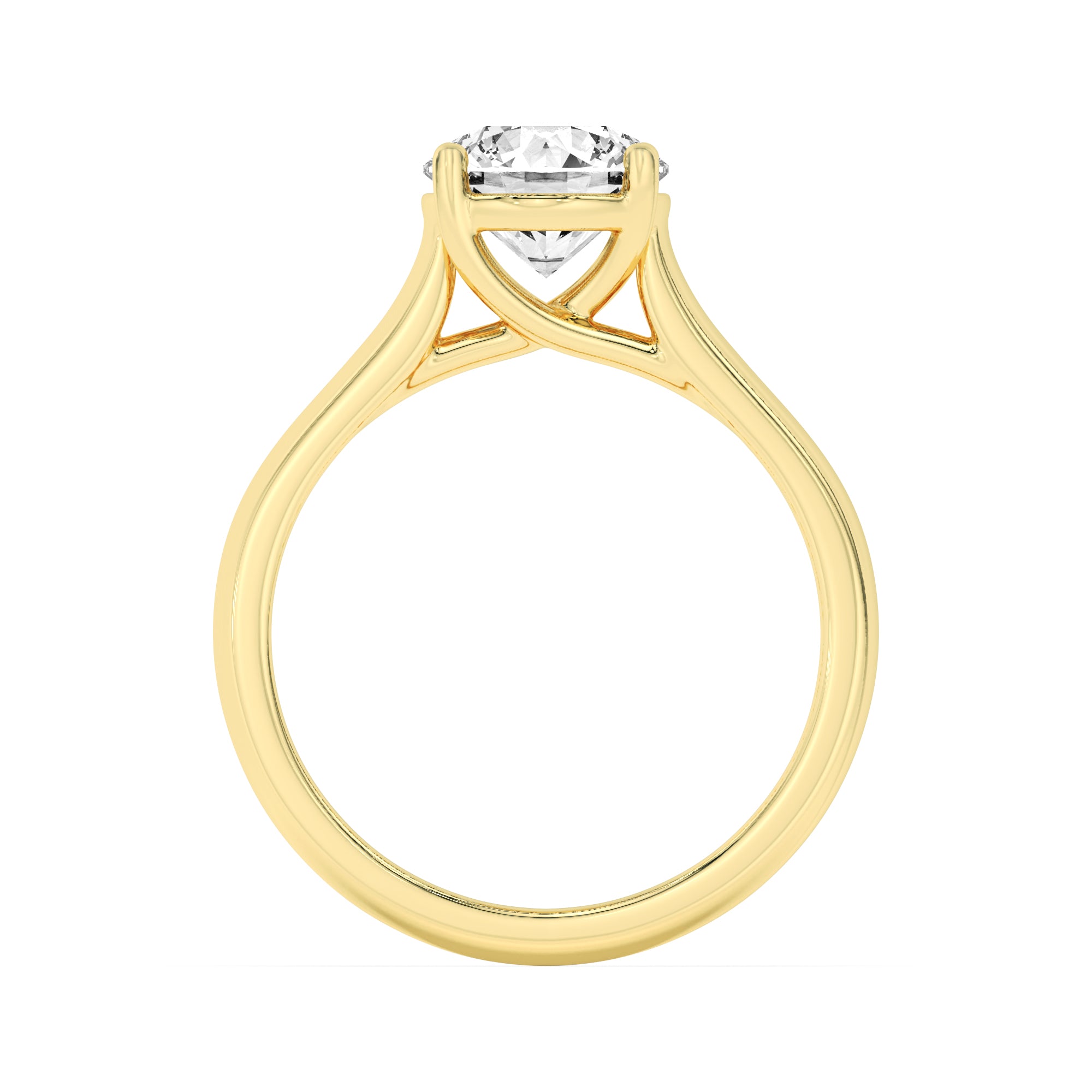 1Cttw Round Shaped Lab Grown Diamond (F/VS) PlainCathedral Trellis Shank Solitaire Engagement Ringin 14K Gold