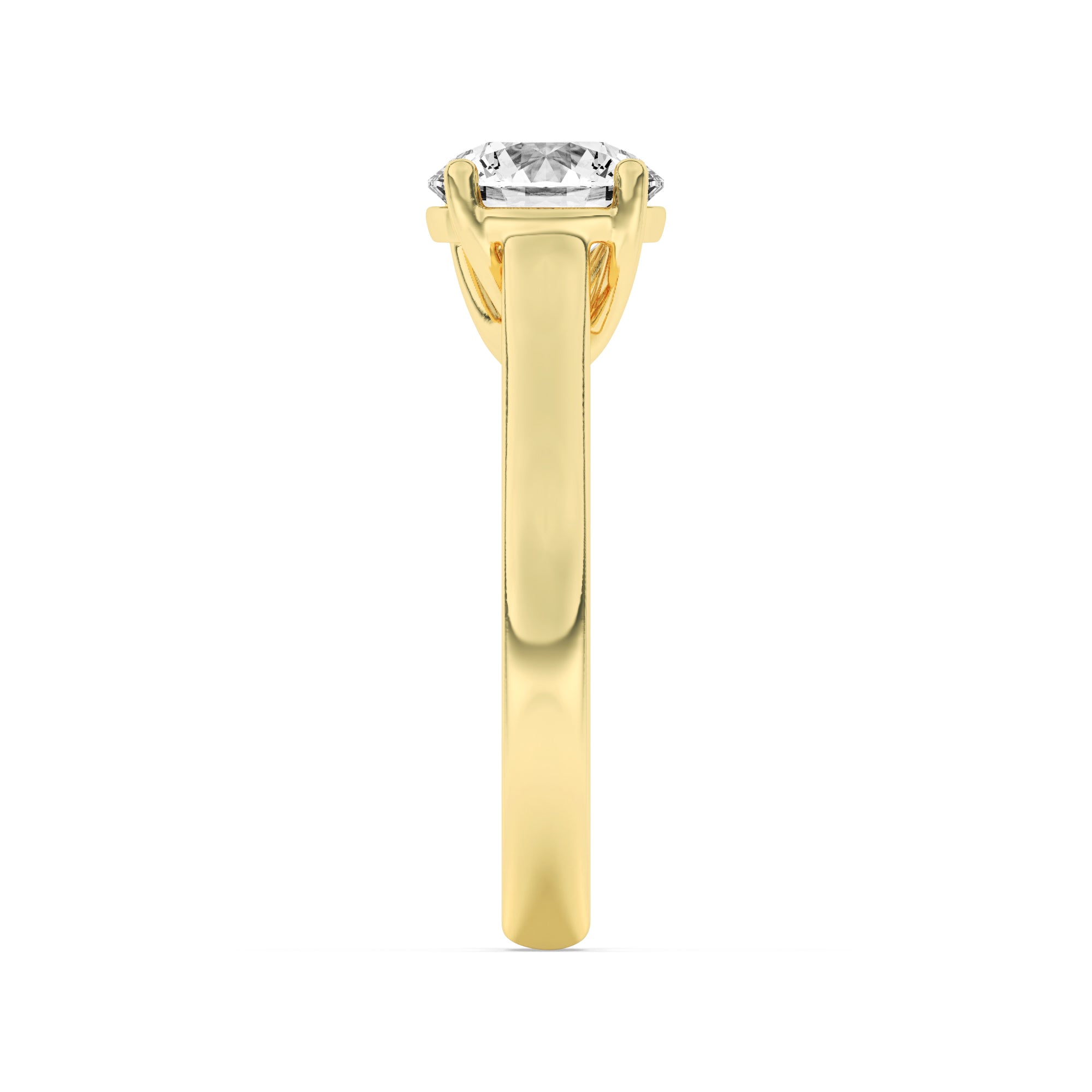 1Cttw Round Shaped Lab Grown Diamond (F/VS) PlainCathedral Trellis Shank Solitaire Engagement Ringin 14K Gold