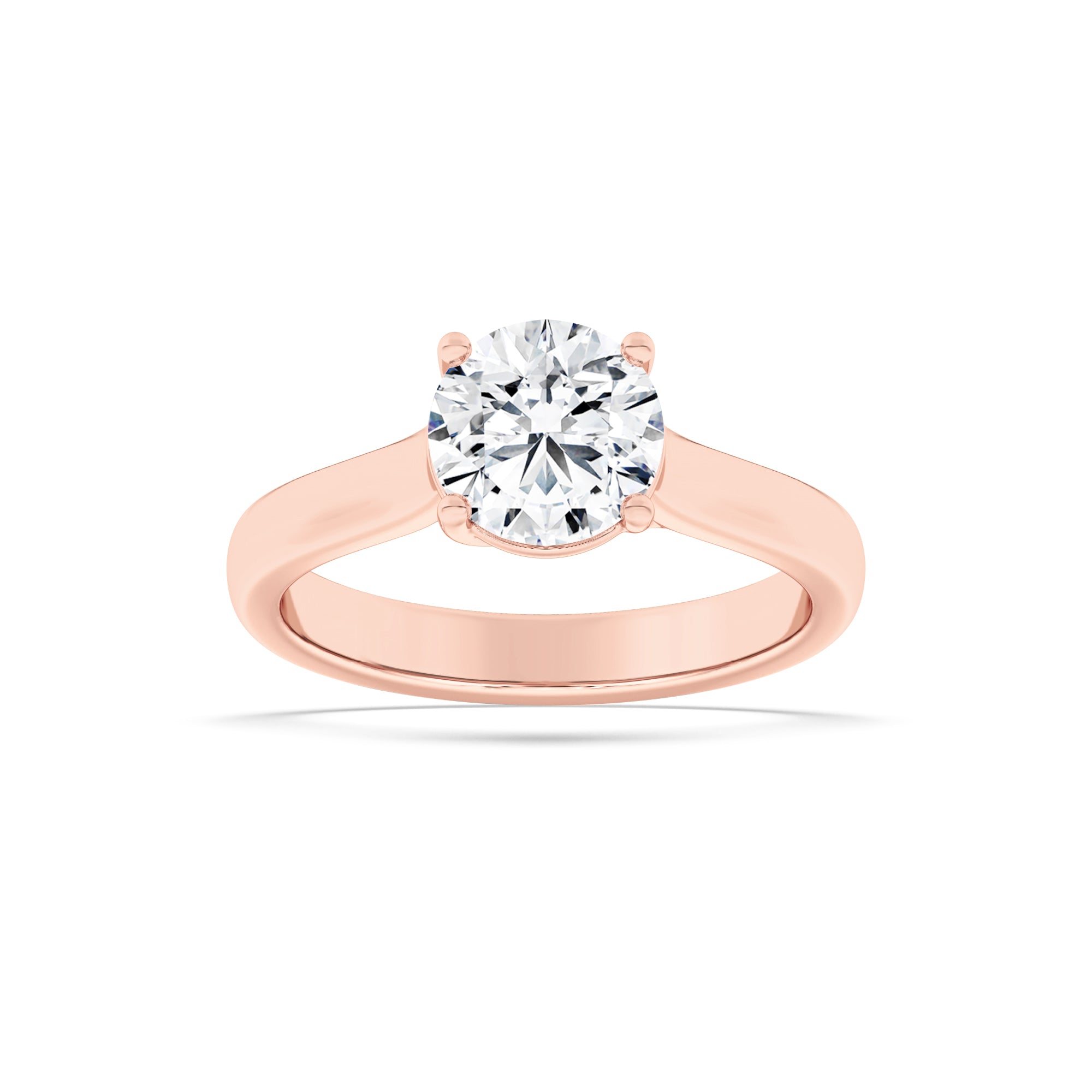 1Cttw Round Shaped Lab Grown Diamond (F/VS) PlainCathedral Trellis Shank Solitaire Engagement Ringin 14K Gold