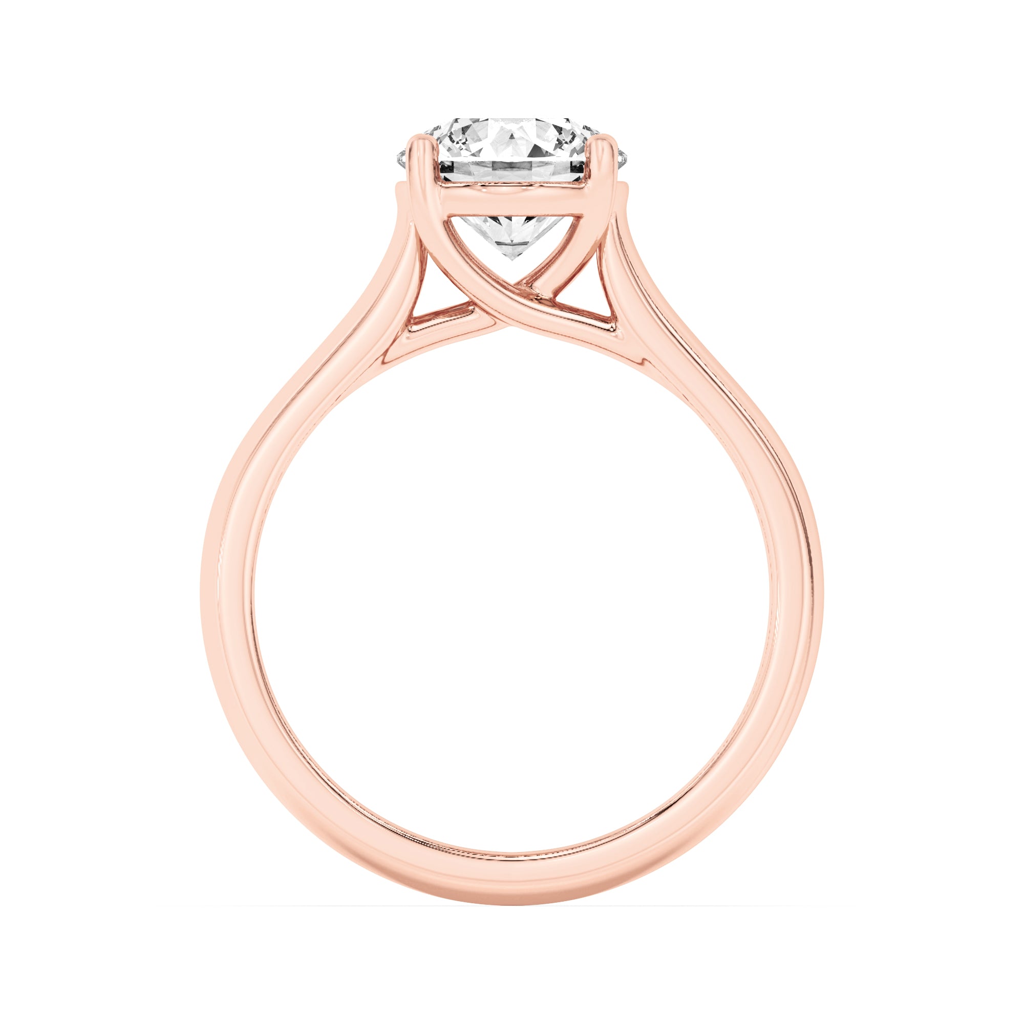 1Cttw Round Shaped Lab Grown Diamond (F/VS) PlainCathedral Trellis Shank Solitaire Engagement Ringin 14K Gold
