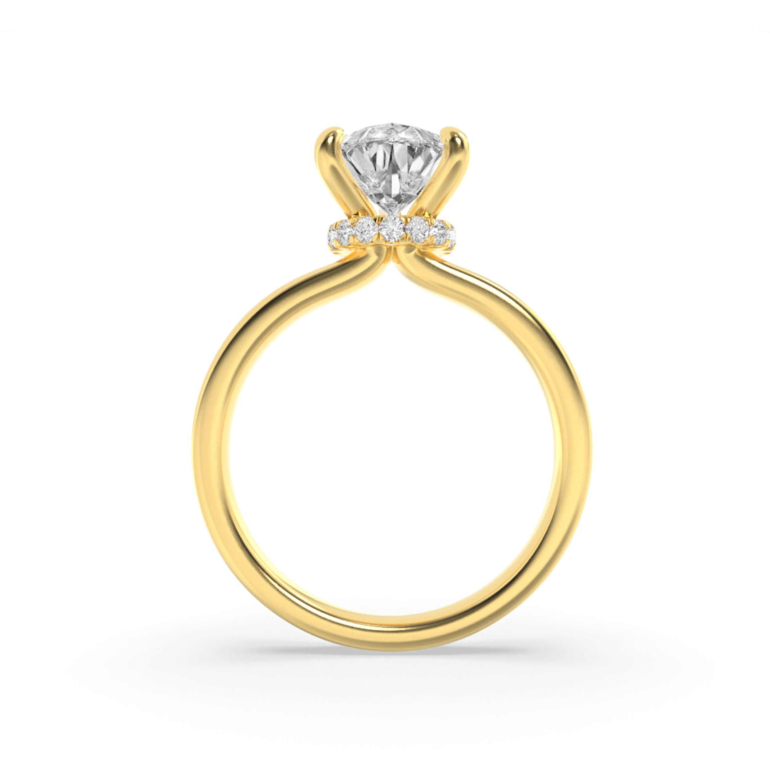2Cttw Pear Shaped Lab Grown Diamond (F/VS) HiddenHalo Plain Shank Engagement Ring in 14K Gold
