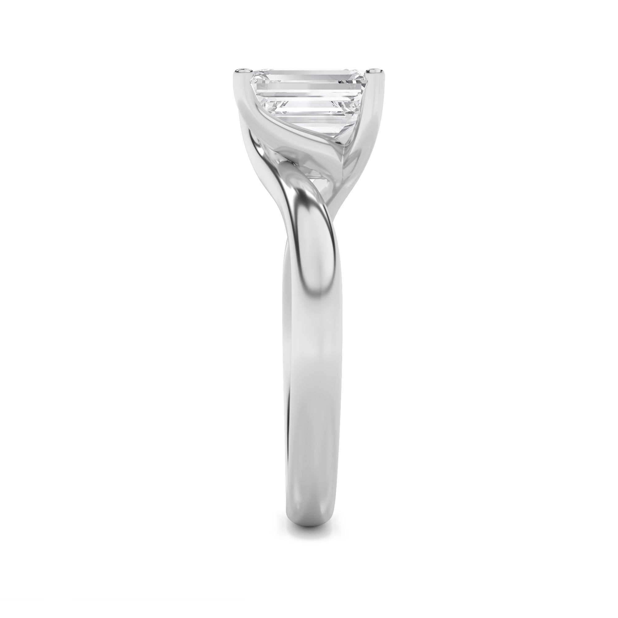 1Cttw Emerald Shaped Lab Grown Diamond (F/VS) Bypass Shank Engagement Ring in 14K Gold