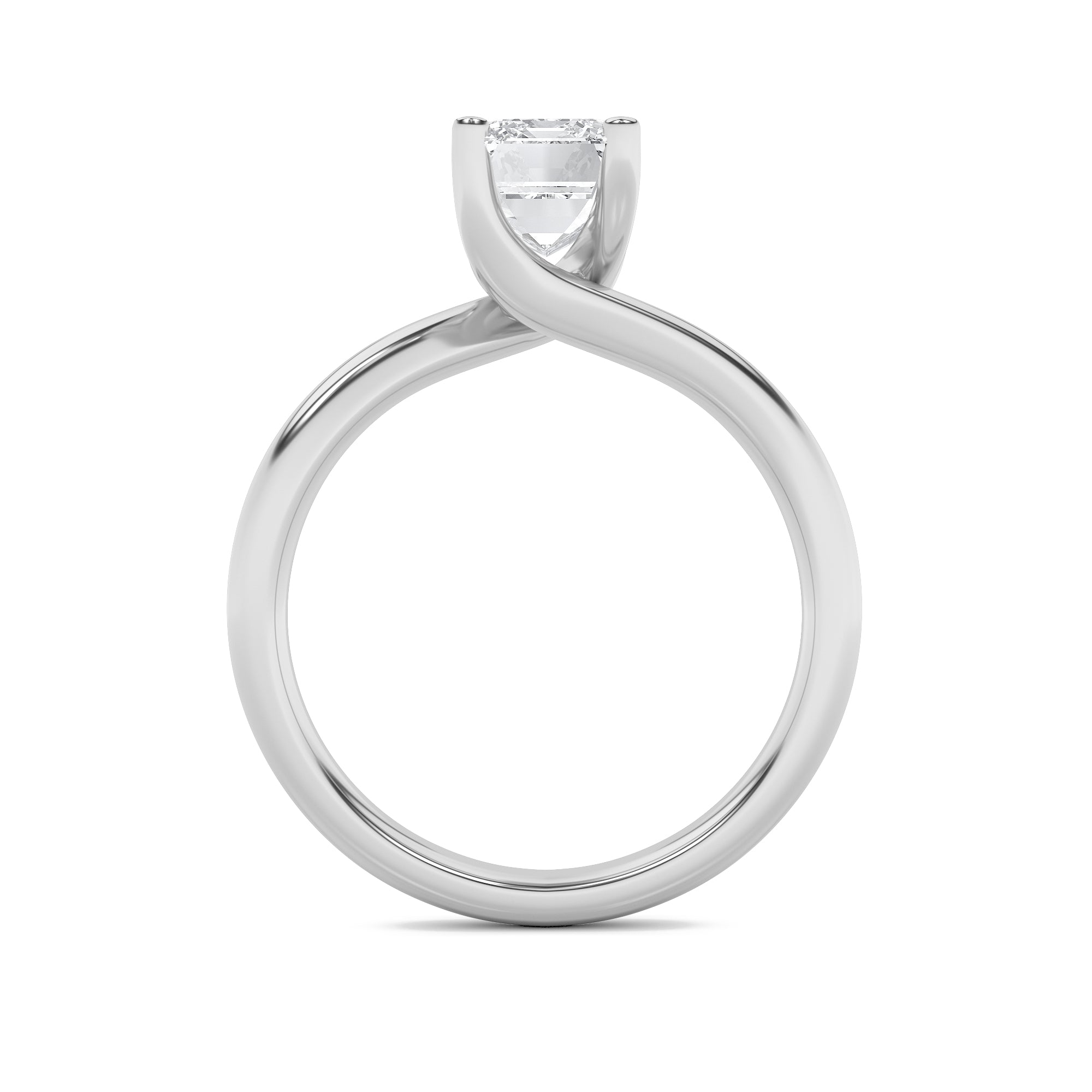 3Cttw Emerald Shaped Lab Grown Diamond (F/VS) Bypass Shank Engagement Ring in 14K Gold