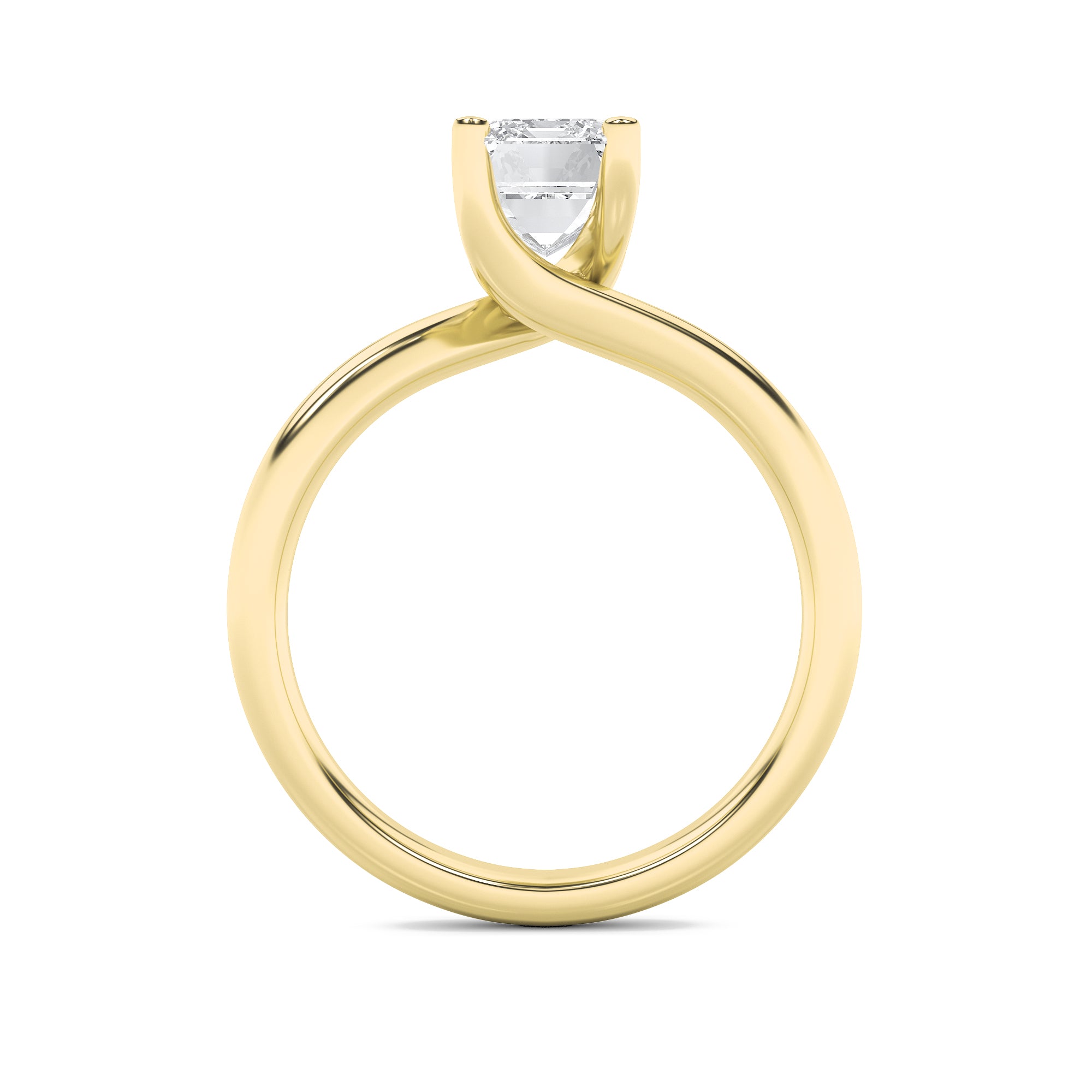 3Cttw Emerald Shaped Lab Grown Diamond (F/VS) Bypass Shank Engagement Ring in 14K Gold