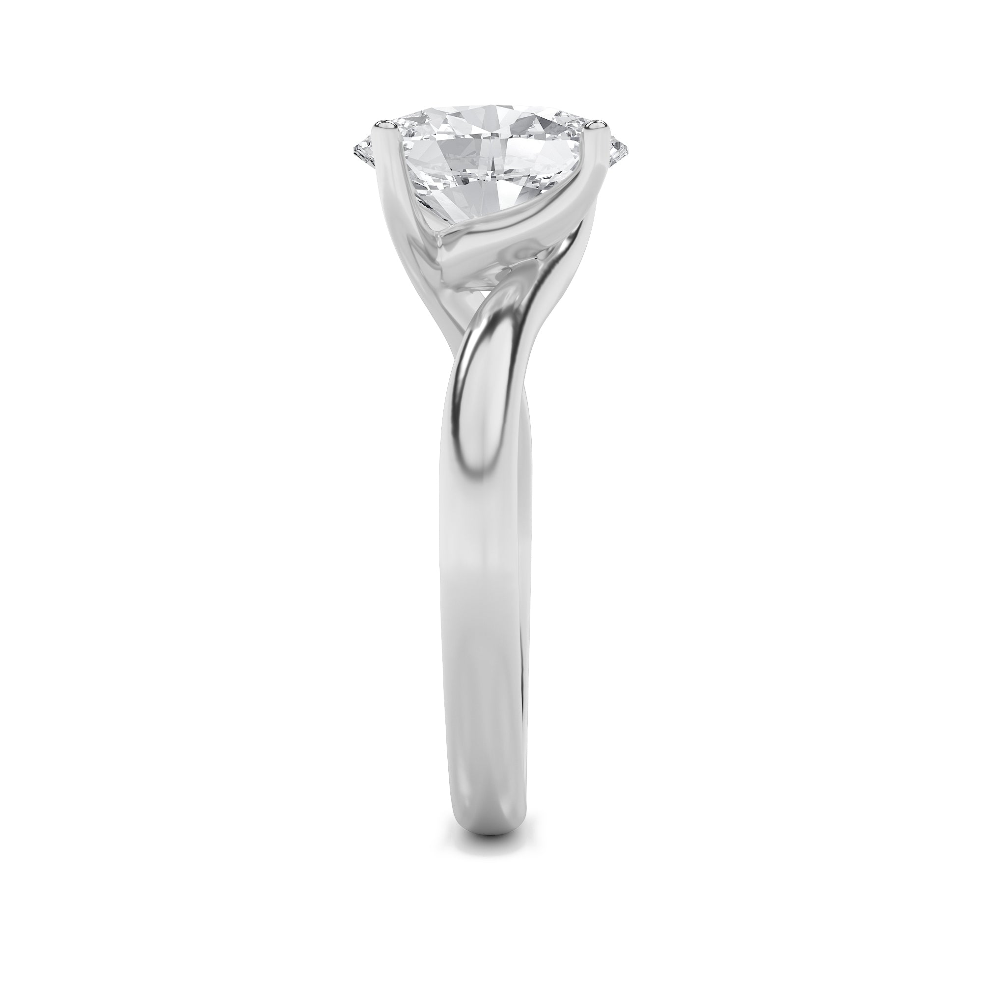1Cttw Oval Shaped Lab Grown Diamond (F/VS) BypassShank Engagement Ring in 14K Gold