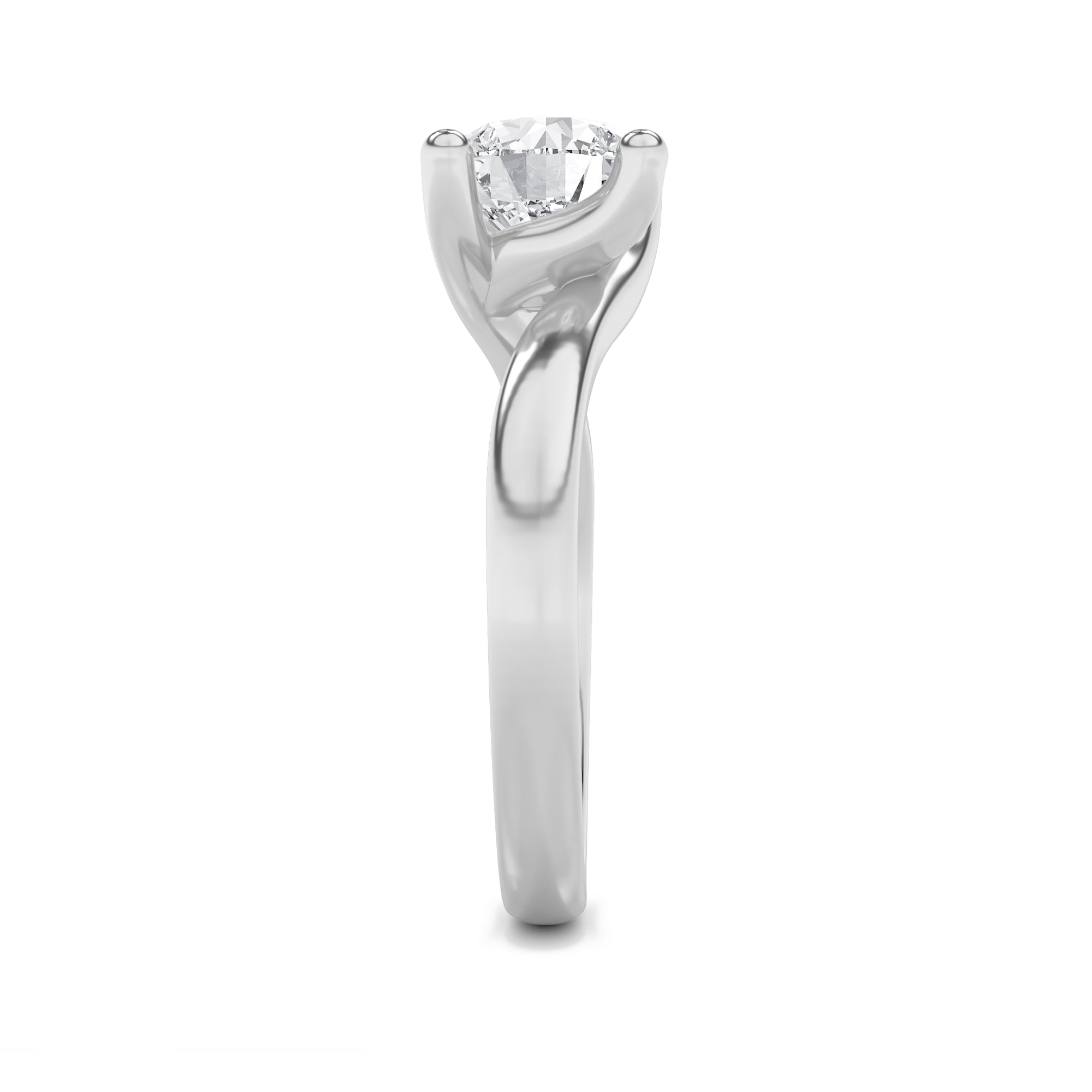 2Cttw Round Shaped Lab Grown Diamond (F/VS) BypassShank Engagement Ring in 14K Gold
