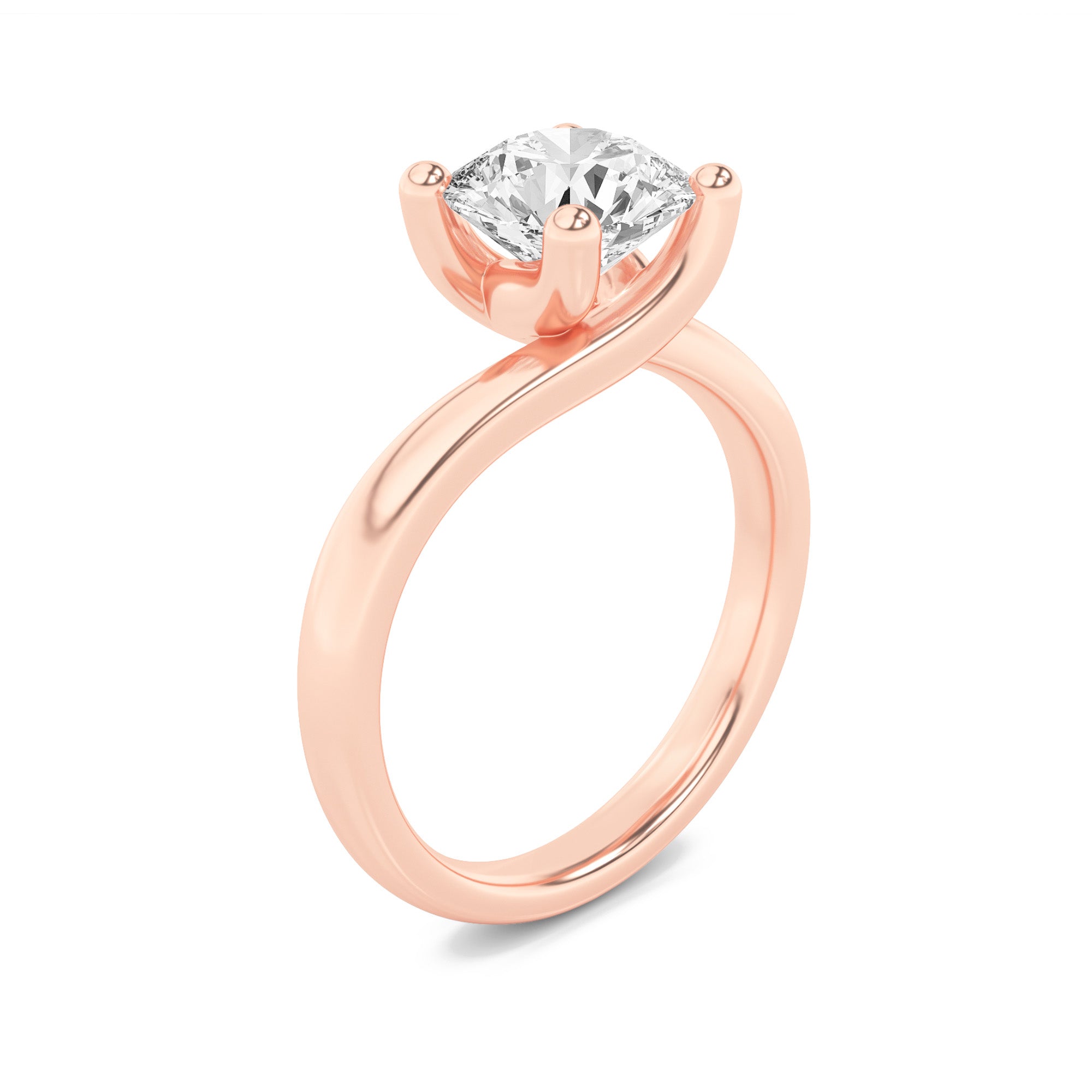 2Cttw Round Shaped Lab Grown Diamond (F/VS) BypassShank Engagement Ring in 14K Gold