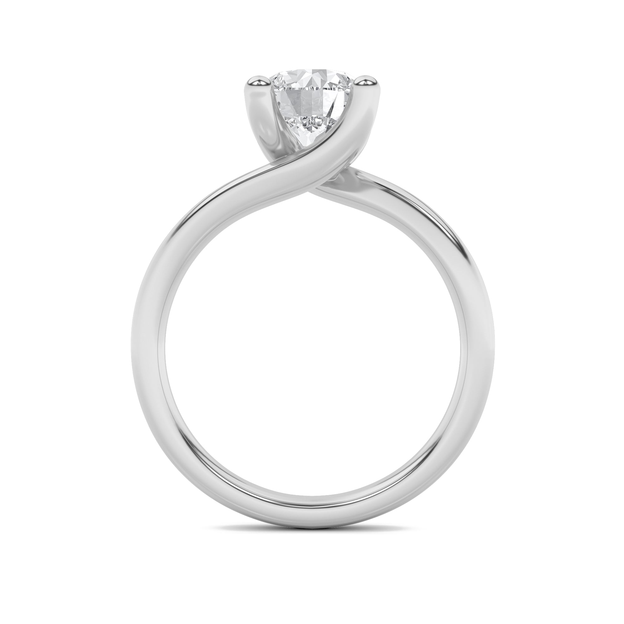3Cttw Round Shaped Lab Grown Diamond (F/VS) BypassShank Engagement Ring in 14K Gold