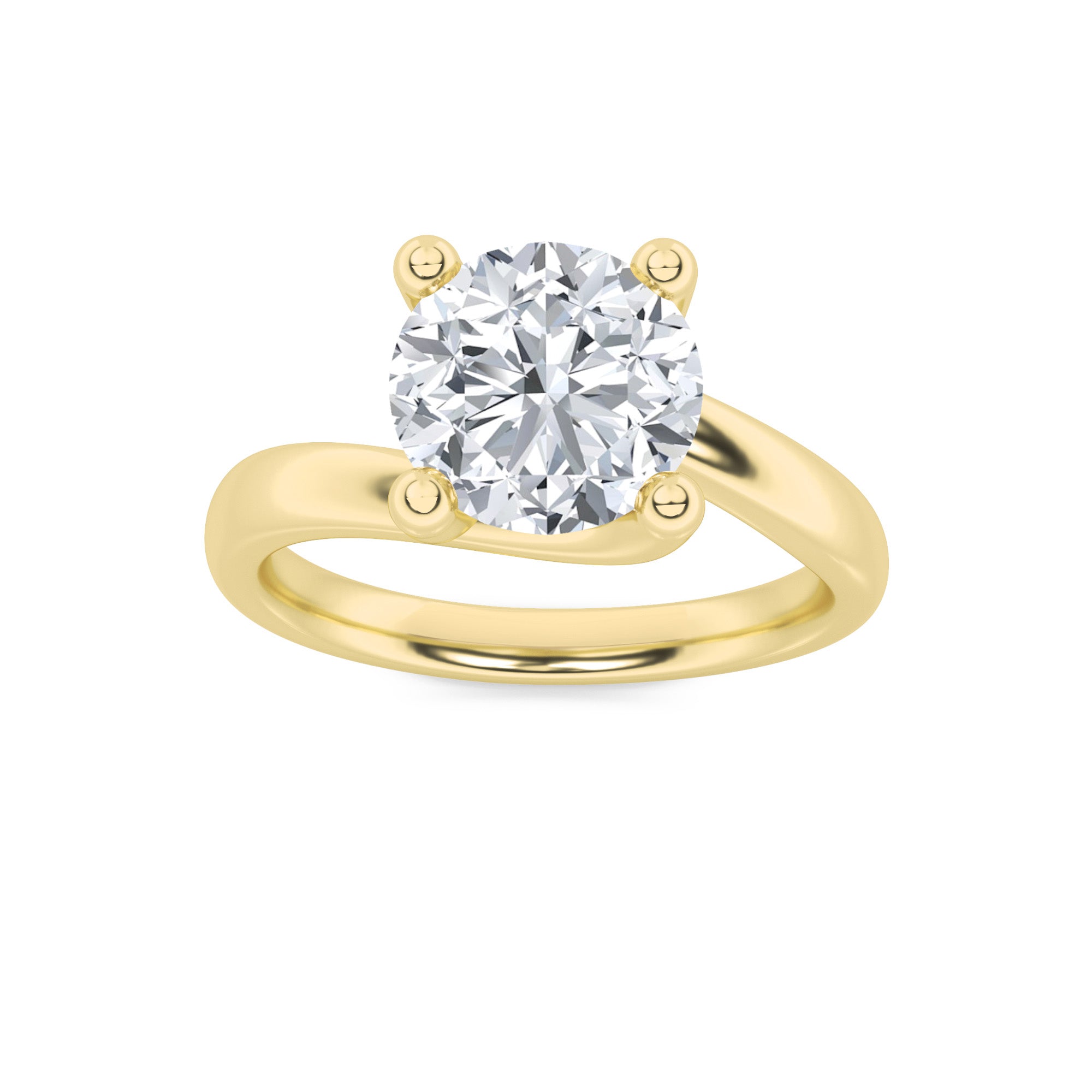 3Cttw Round Shaped Lab Grown Diamond (F/VS) BypassShank Engagement Ring in 14K Gold