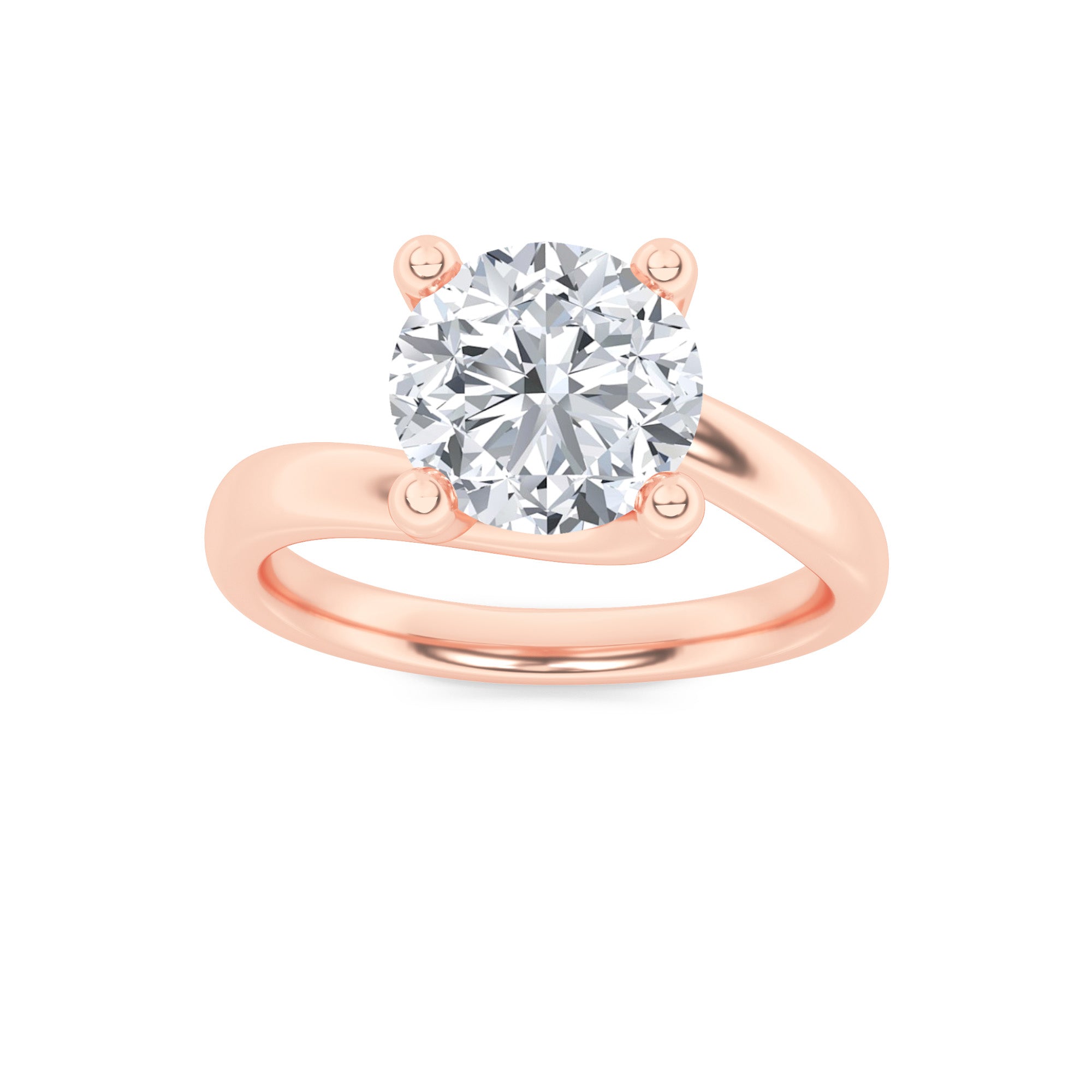 3Cttw Round Shaped Lab Grown Diamond (F/VS) BypassShank Engagement Ring in 14K Gold