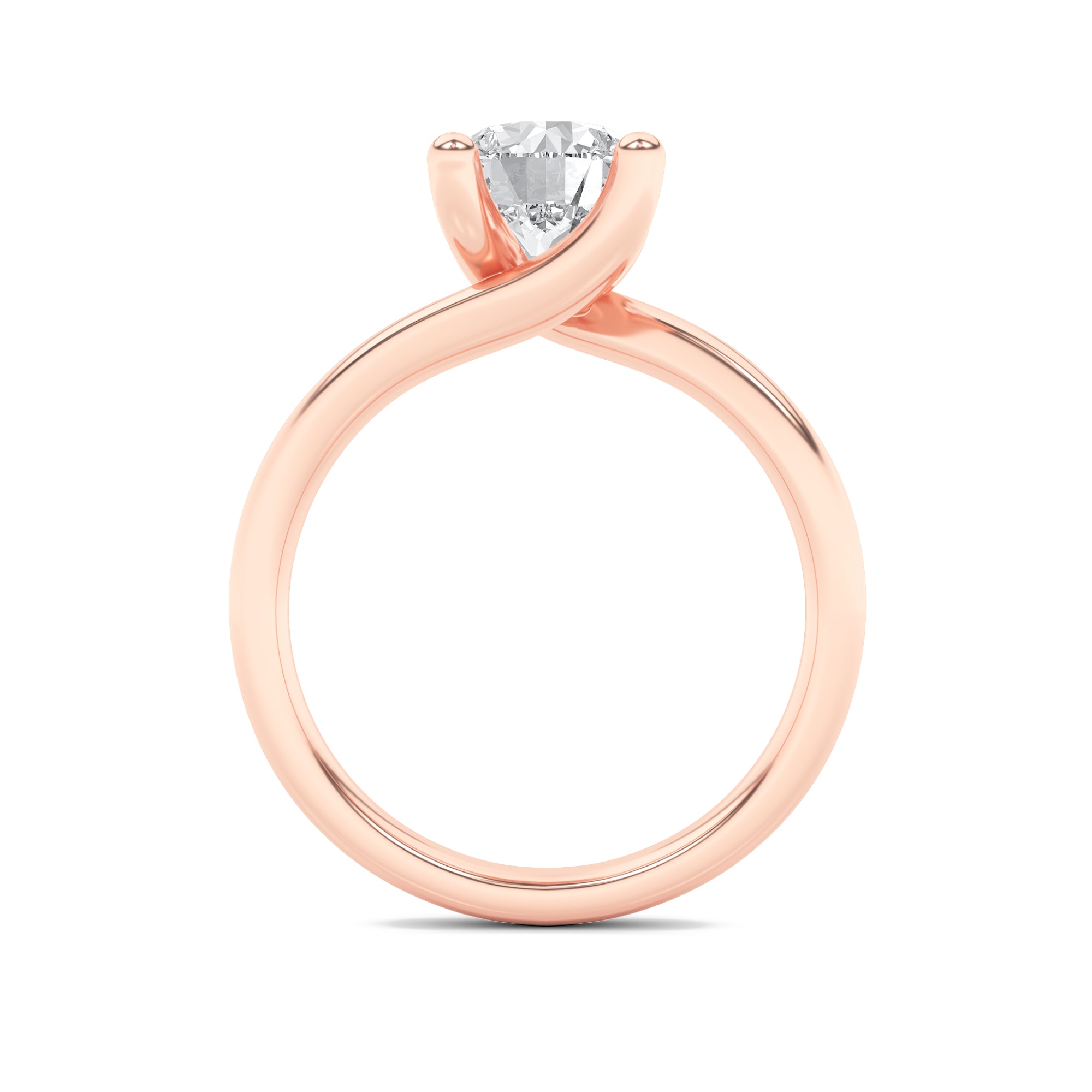 3Cttw Round Shaped Lab Grown Diamond (F/VS) BypassShank Engagement Ring in 14K Gold