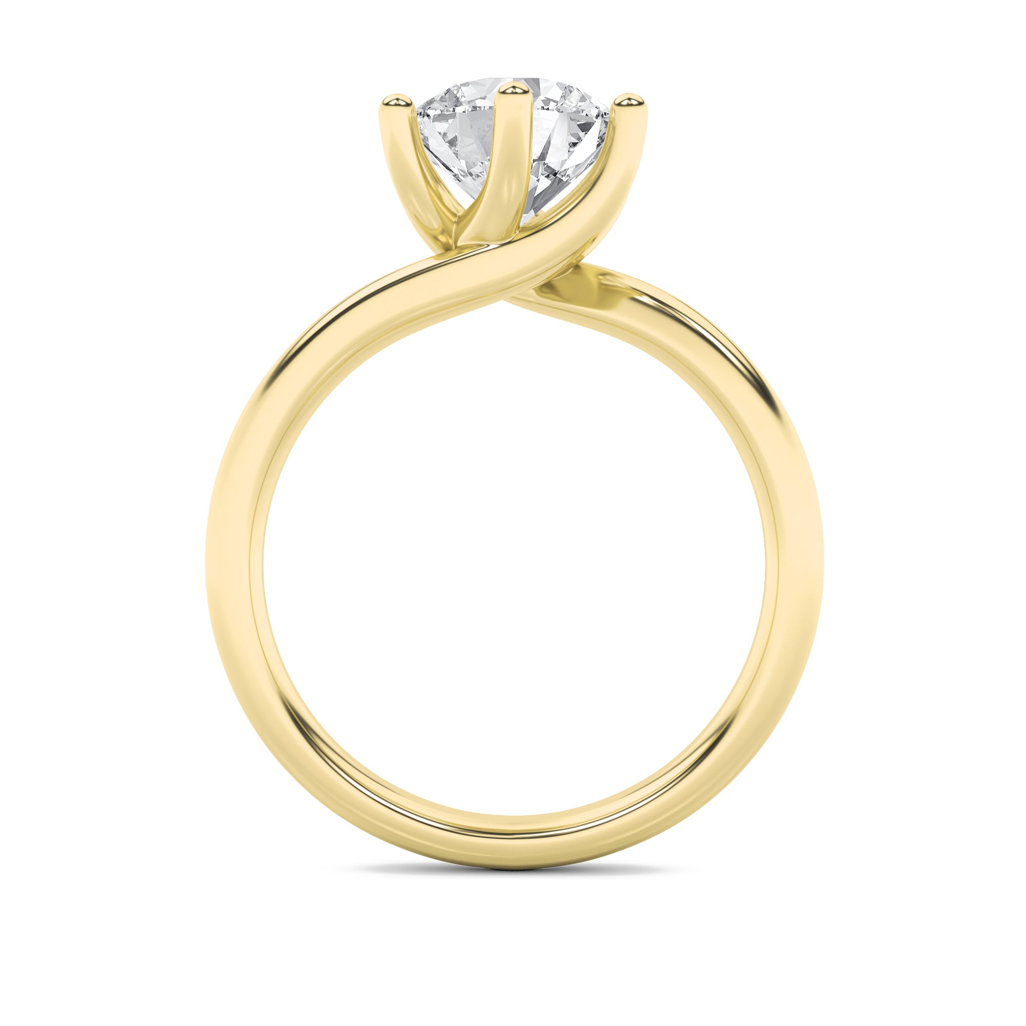 1Cttw Round Shaped Lab Grown Diamond (F/VS) BypassShank Engagement Ring in 14K Gold